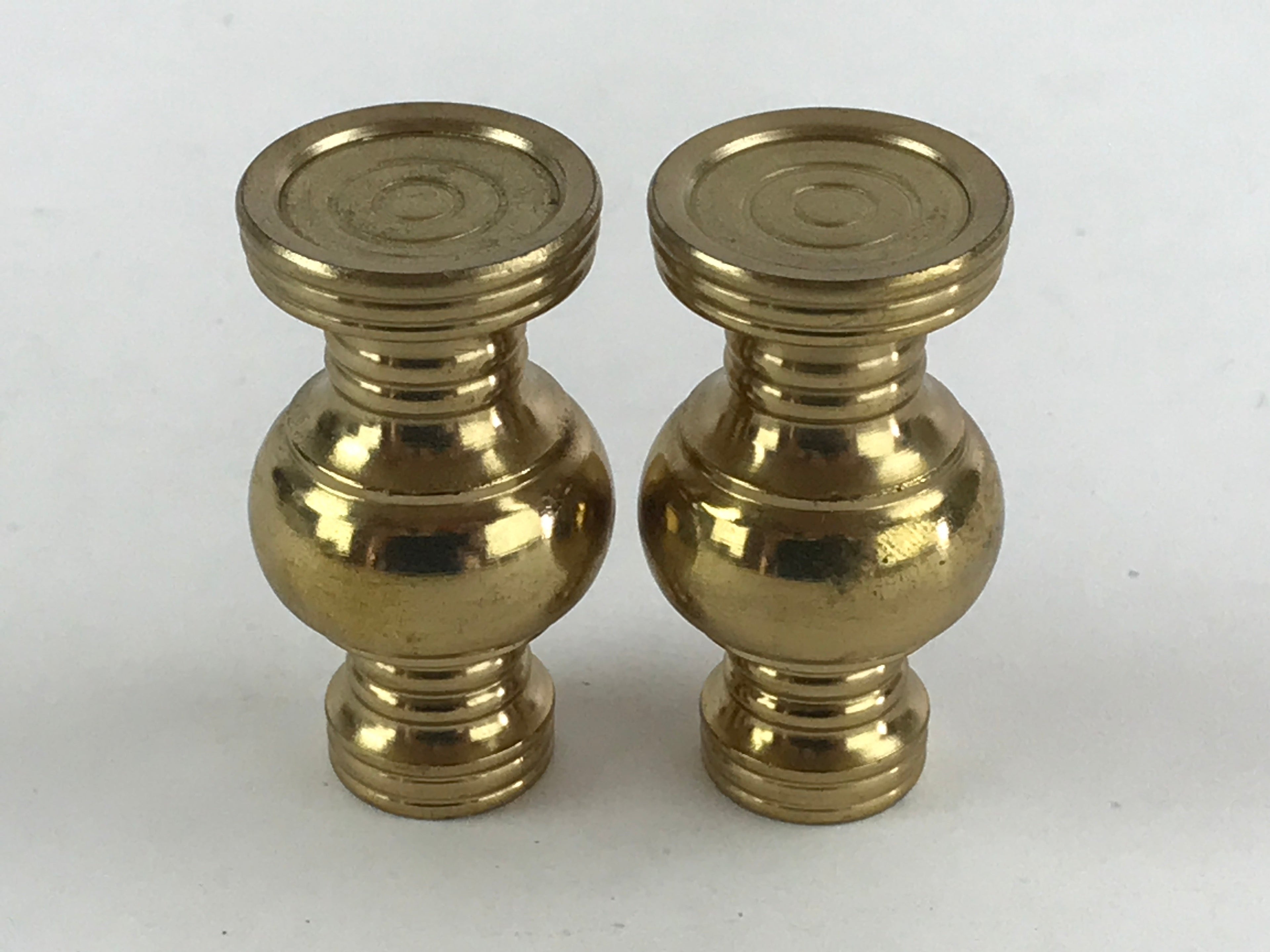 Japanese Buddhist Altar Fitting Brass Flower Vase Vtg 2pc Butsugu Gold BA54