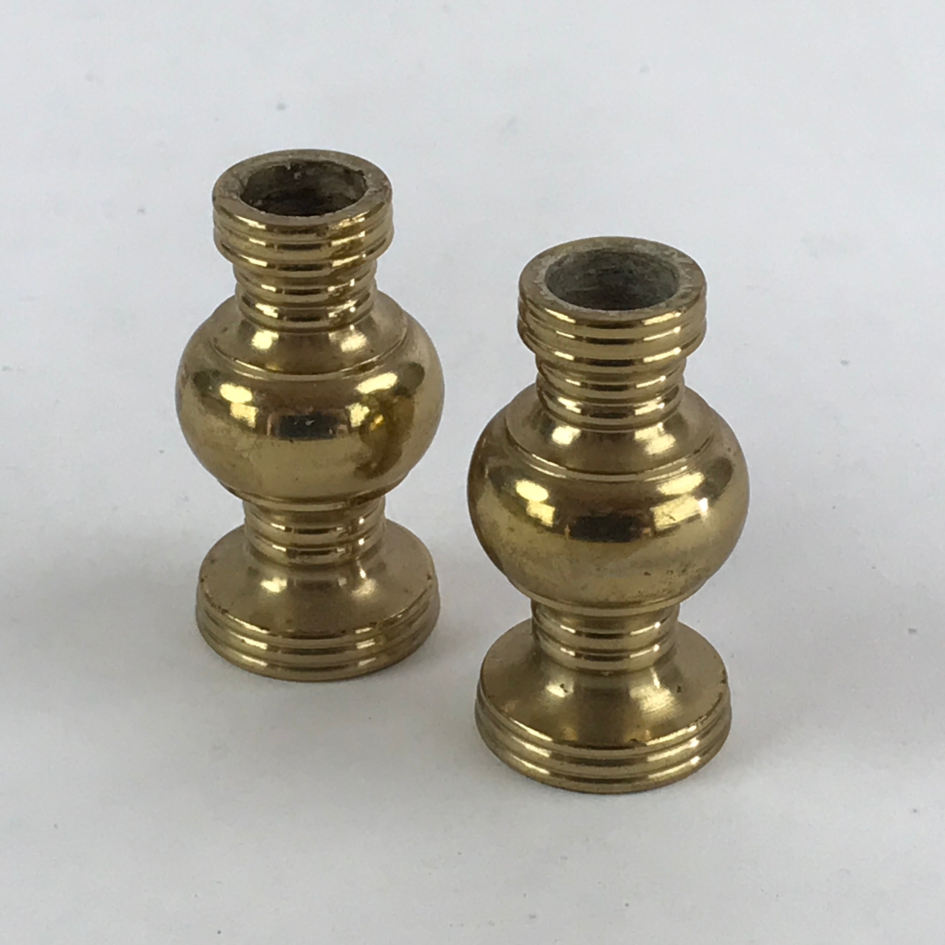 Japanese Buddhist Altar Fitting Brass Flower Vase Vtg 2pc Butsugu Gold BA54