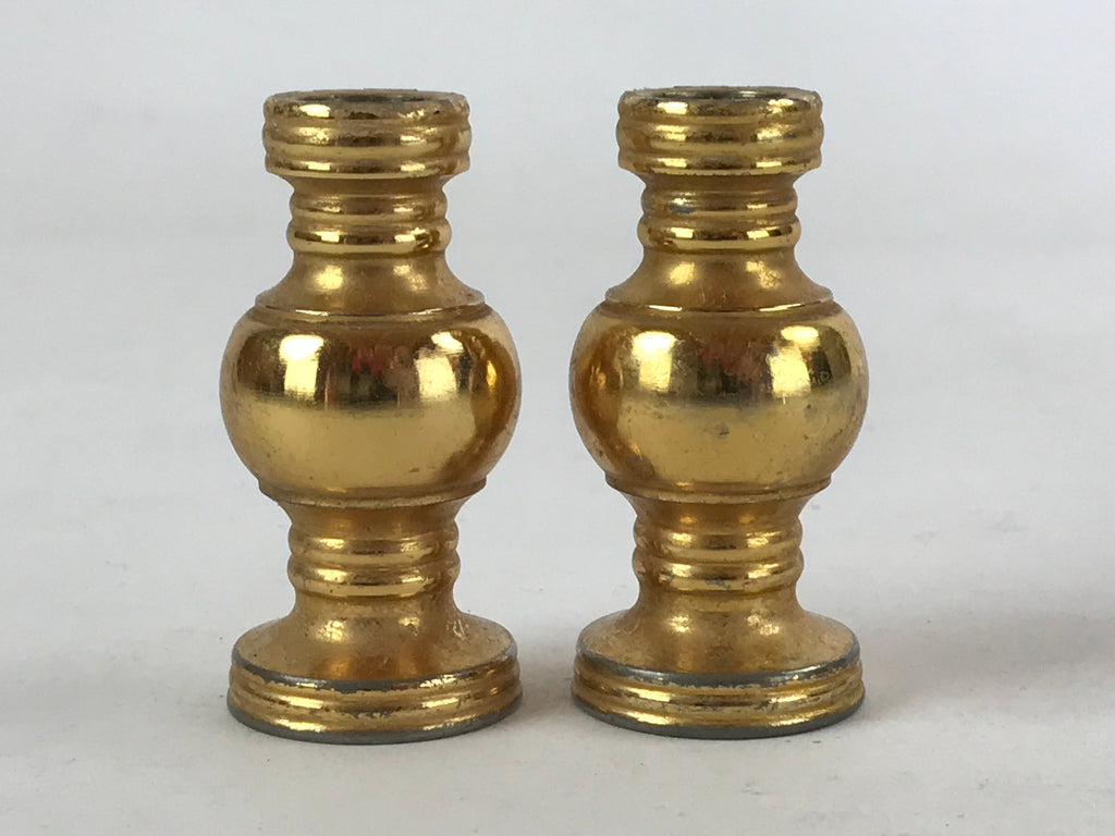 Japanese Buddhist Altar Fitting Brass Flower Vase Vtg 2pc Set Butsugu Gold BA109