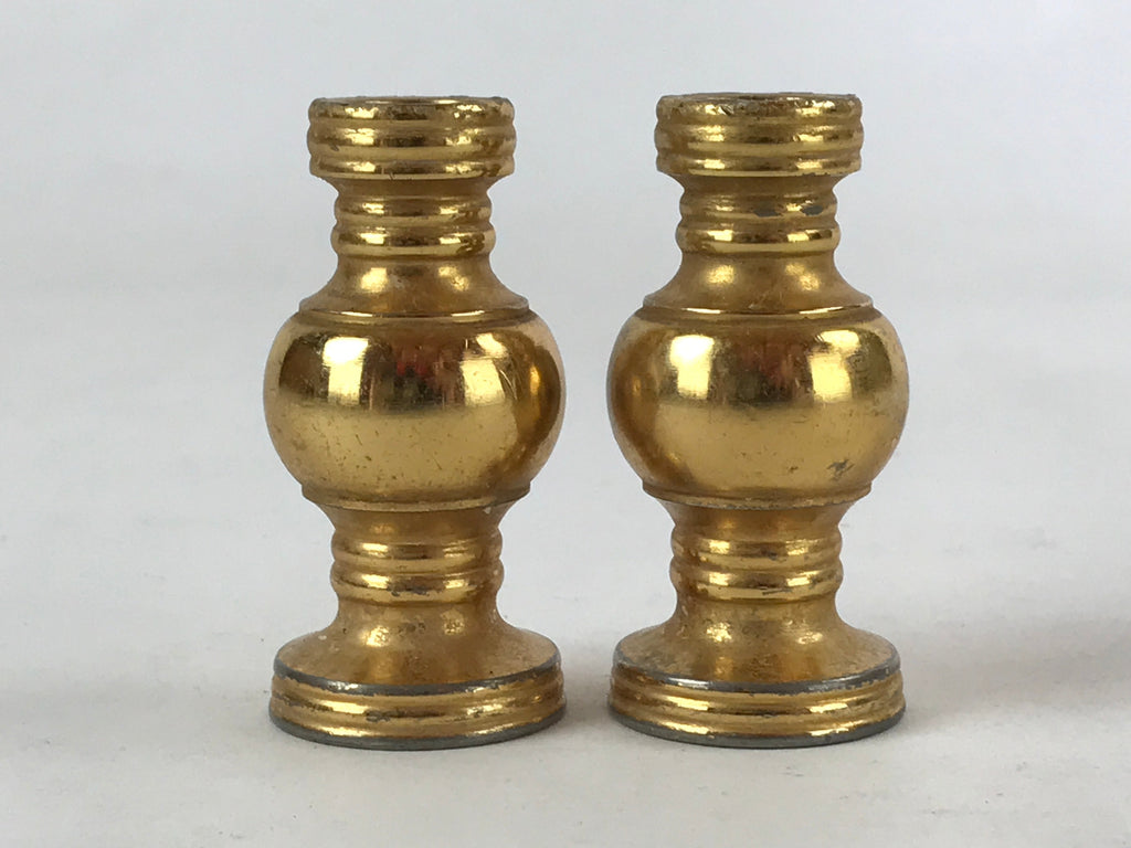 Japanese Buddhist Altar Fitting Brass Flower Vase Vtg 2pc Set Butsugu Gold BA109