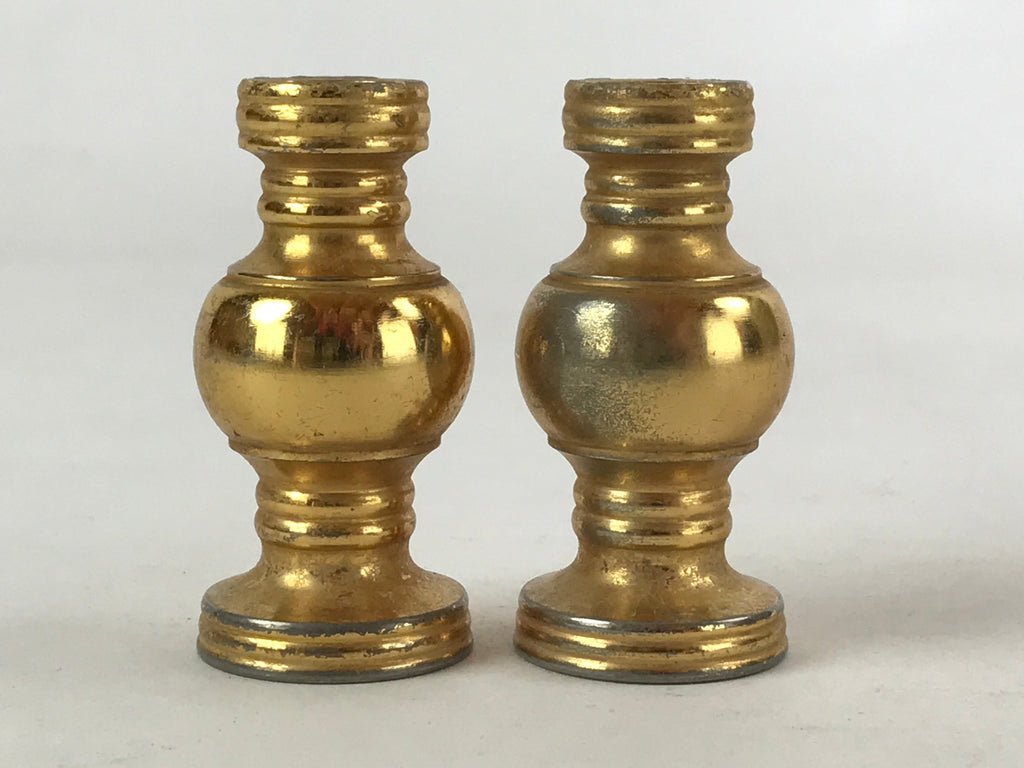 Japanese Buddhist Altar Fitting Brass Flower Vase Vtg 2pc Set Butsugu Gold BA109