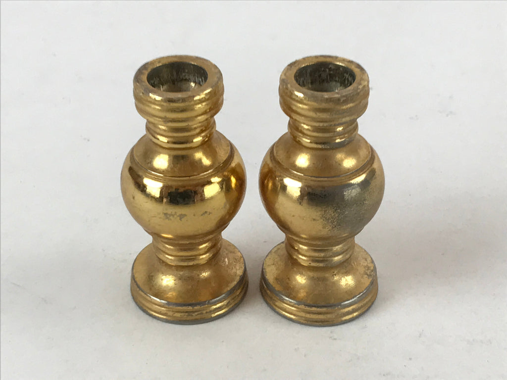 Japanese Buddhist Altar Fitting Brass Flower Vase Vtg 2pc Set Butsugu Gold BA109