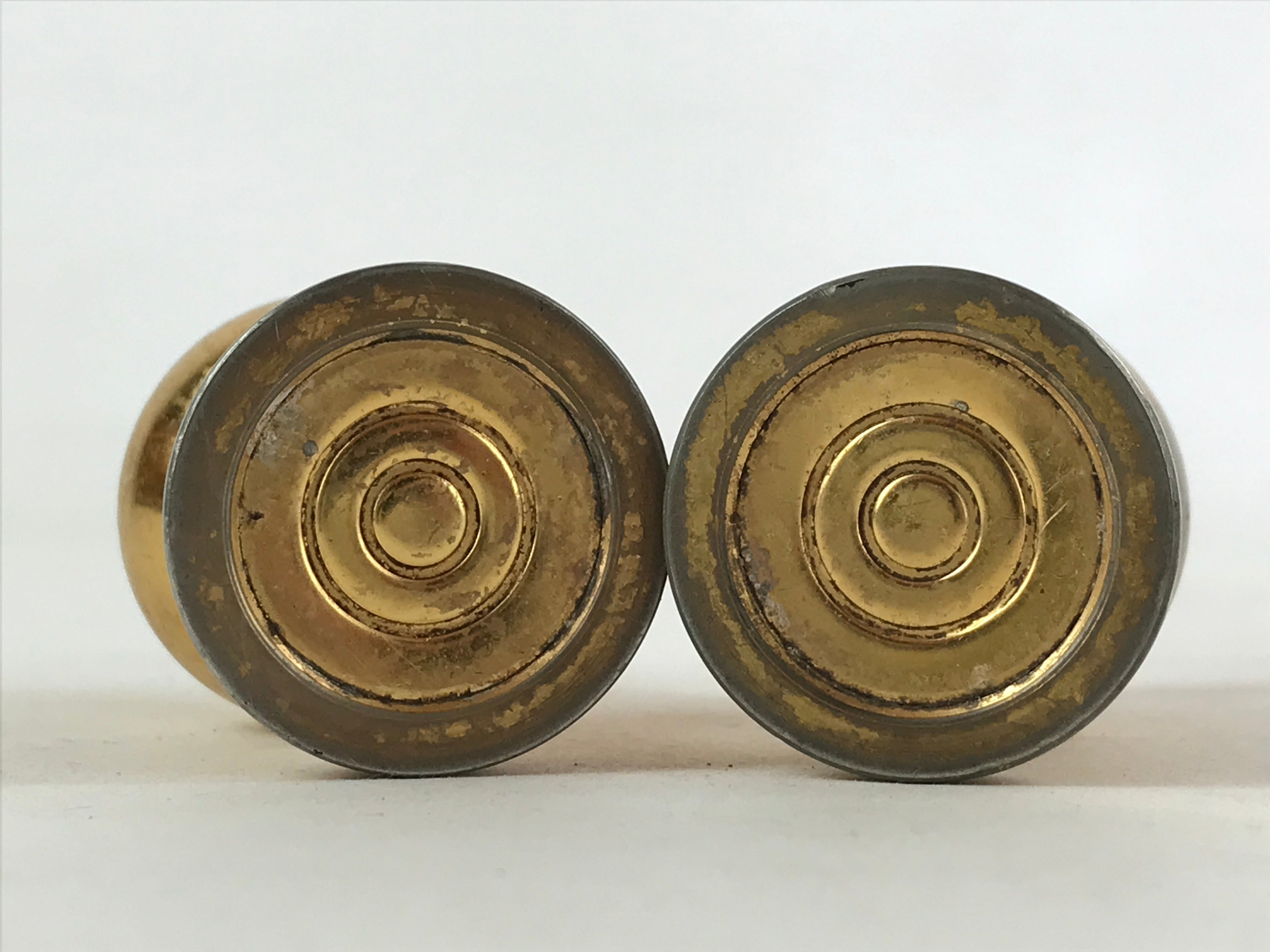 Japanese Buddhist Altar Fitting Brass Flower Vase Vtg 2pc Set Butsugu Gold BA109