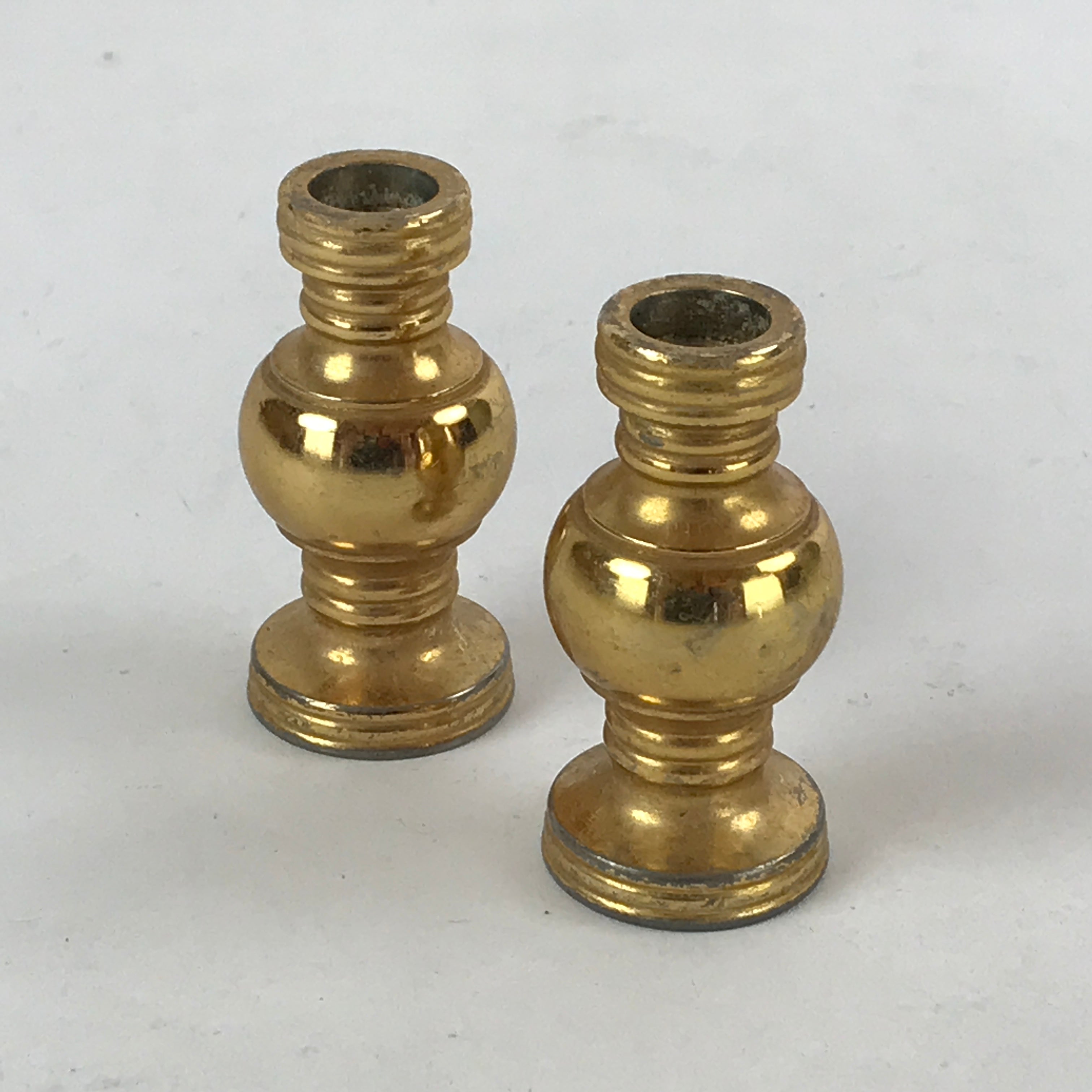 Japanese Buddhist Altar Fitting Brass Flower Vase Vtg 2pc Set Butsugu Gold BA109
