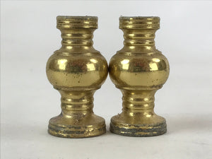 Japanese Buddhist Altar Fitting Brass Flower Vase Vtg 2pc Set Butsugu Gold BA110