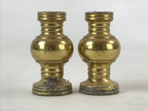 Japanese Buddhist Altar Fitting Brass Flower Vase Vtg 2pc Set Butsugu Gold BA110