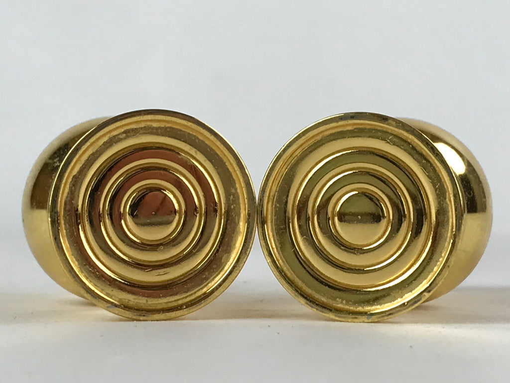 Japanese Buddhist Altar Fitting Brass Flower Vase Vtg 2pc Set Butsugu Gold BA212
