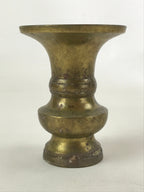 Japanese Buddhist Altar Fitting Brass Flower Vase Vtg Butsugu Brown BA111