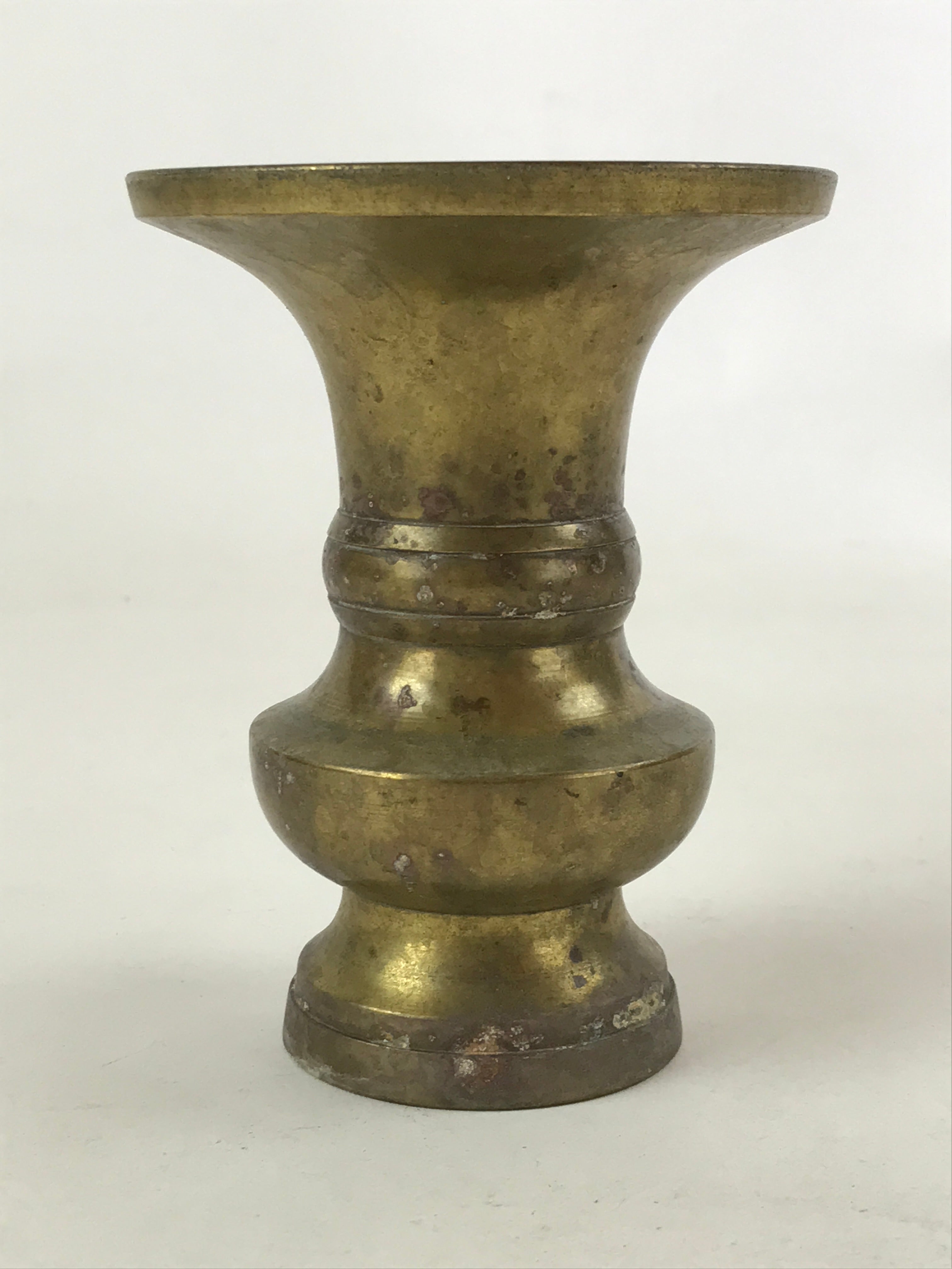 Japanese Buddhist Altar Fitting Brass Flower Vase Vtg Butsugu Brown BA111