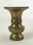 Japanese Buddhist Altar Fitting Brass Flower Vase Vtg Butsugu Brown BA111