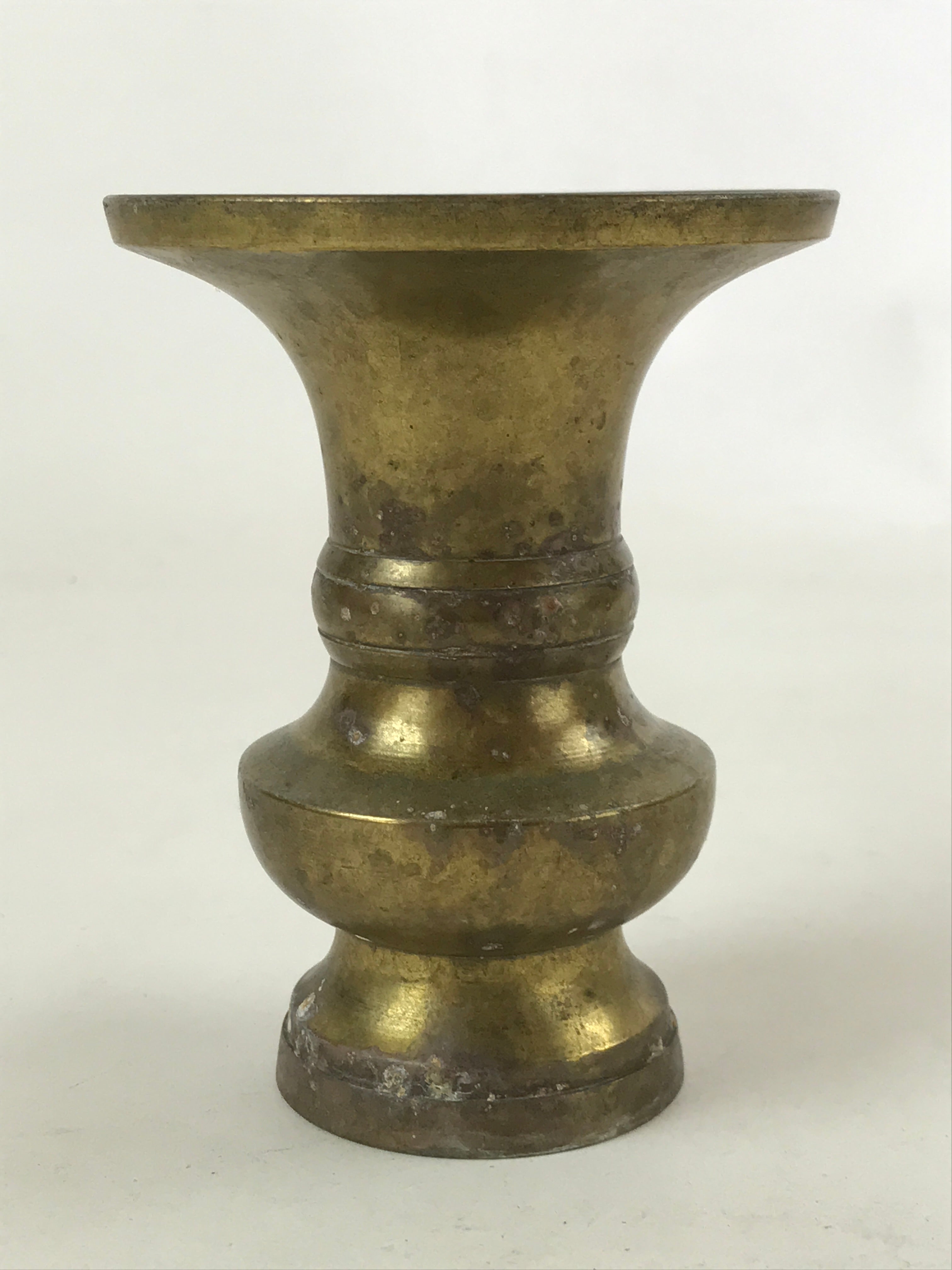 Japanese Buddhist Altar Fitting Brass Flower Vase Vtg Butsugu Brown BA111