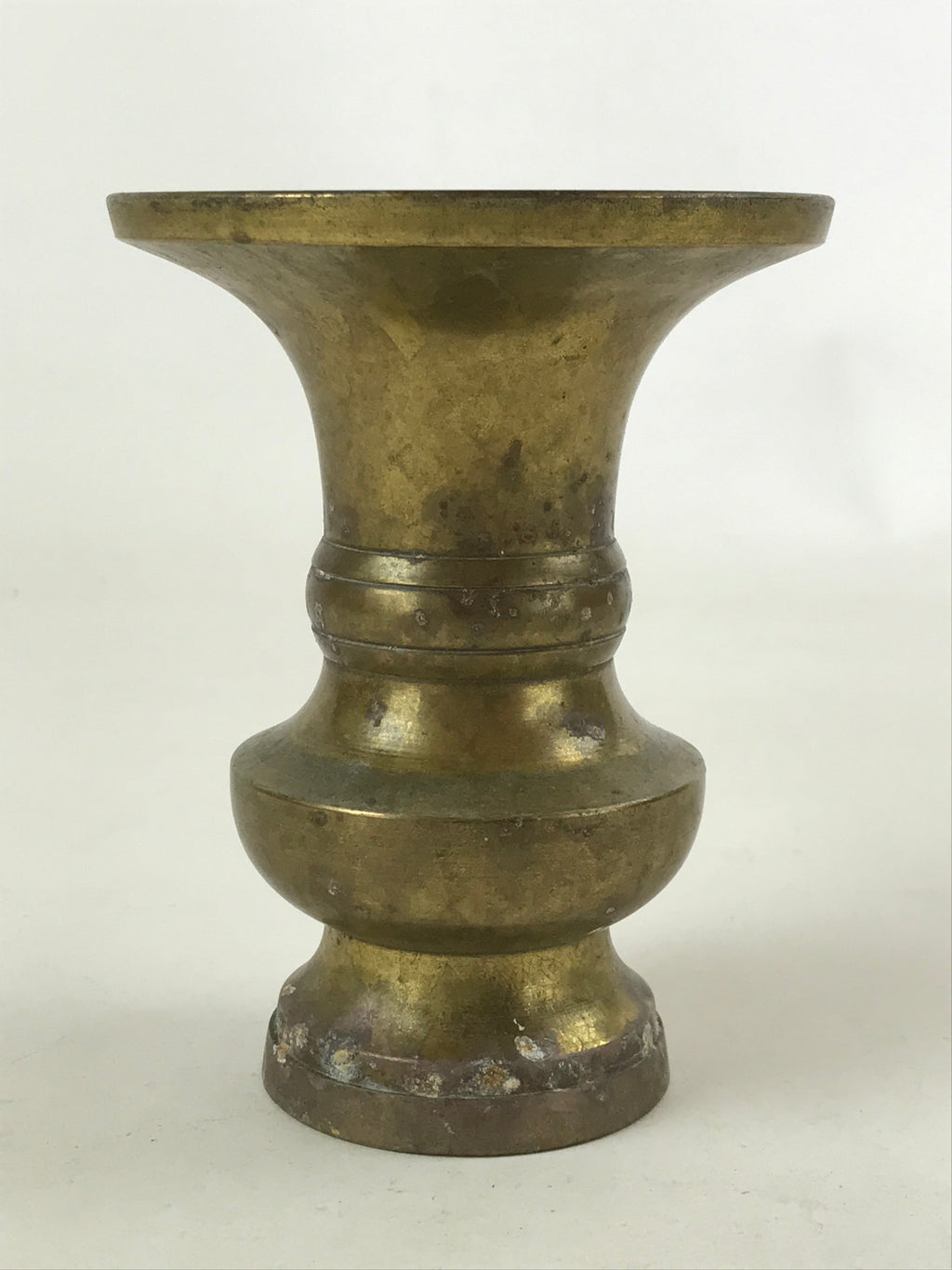 Japanese Buddhist Altar Fitting Brass Flower Vase Vtg Butsugu Brown BA111