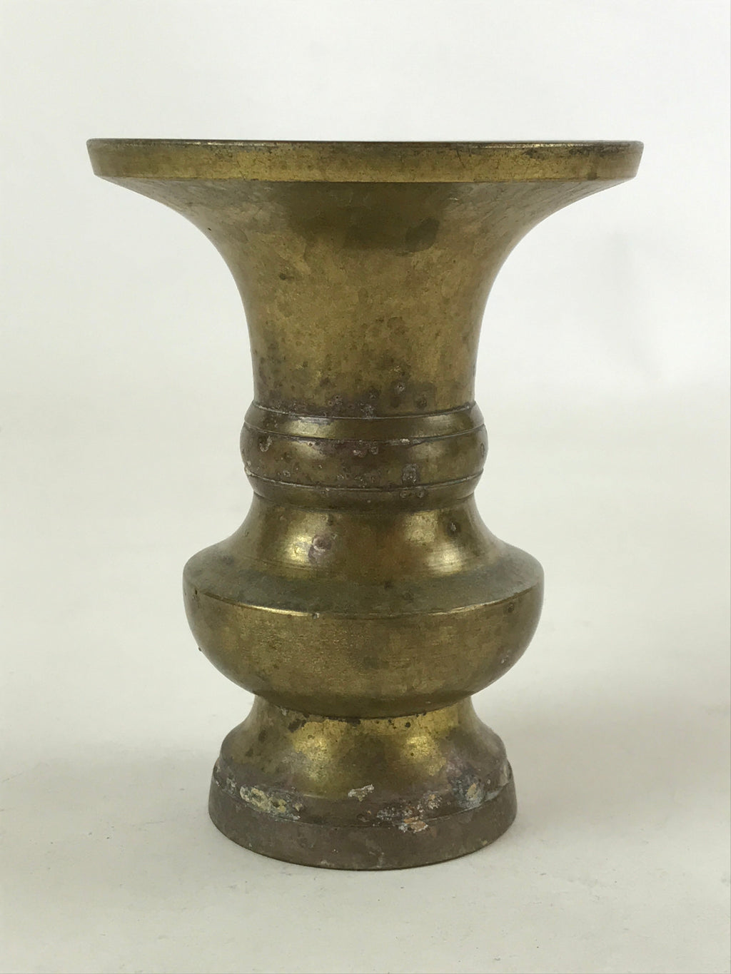 Japanese Buddhist Altar Fitting Brass Flower Vase Vtg Butsugu Brown BA111