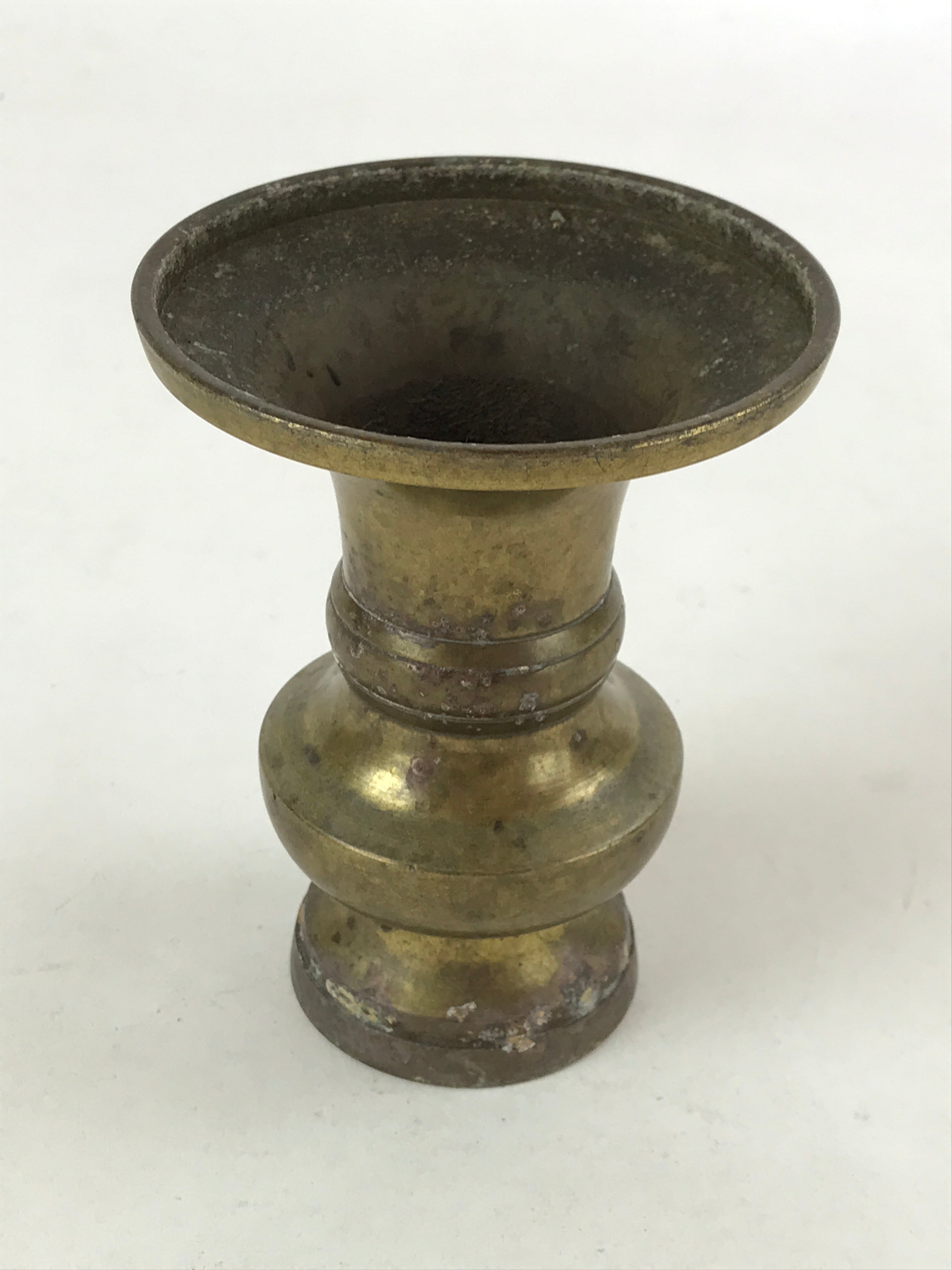 Japanese Buddhist Altar Fitting Brass Flower Vase Vtg Butsugu Brown BA111