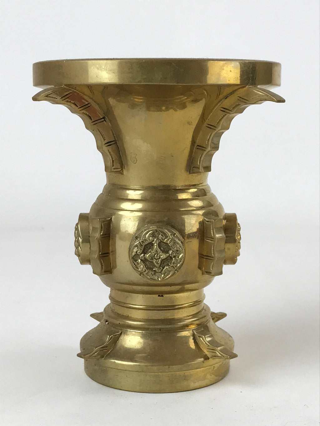 Japanese Buddhist Altar Fitting Brass Flower Vase Vtg Butsugu Gold BA214