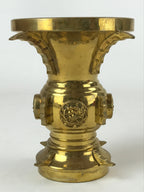 Japanese Buddhist Altar Fitting Brass Flower Vase Vtg Butsugu Gold BA214