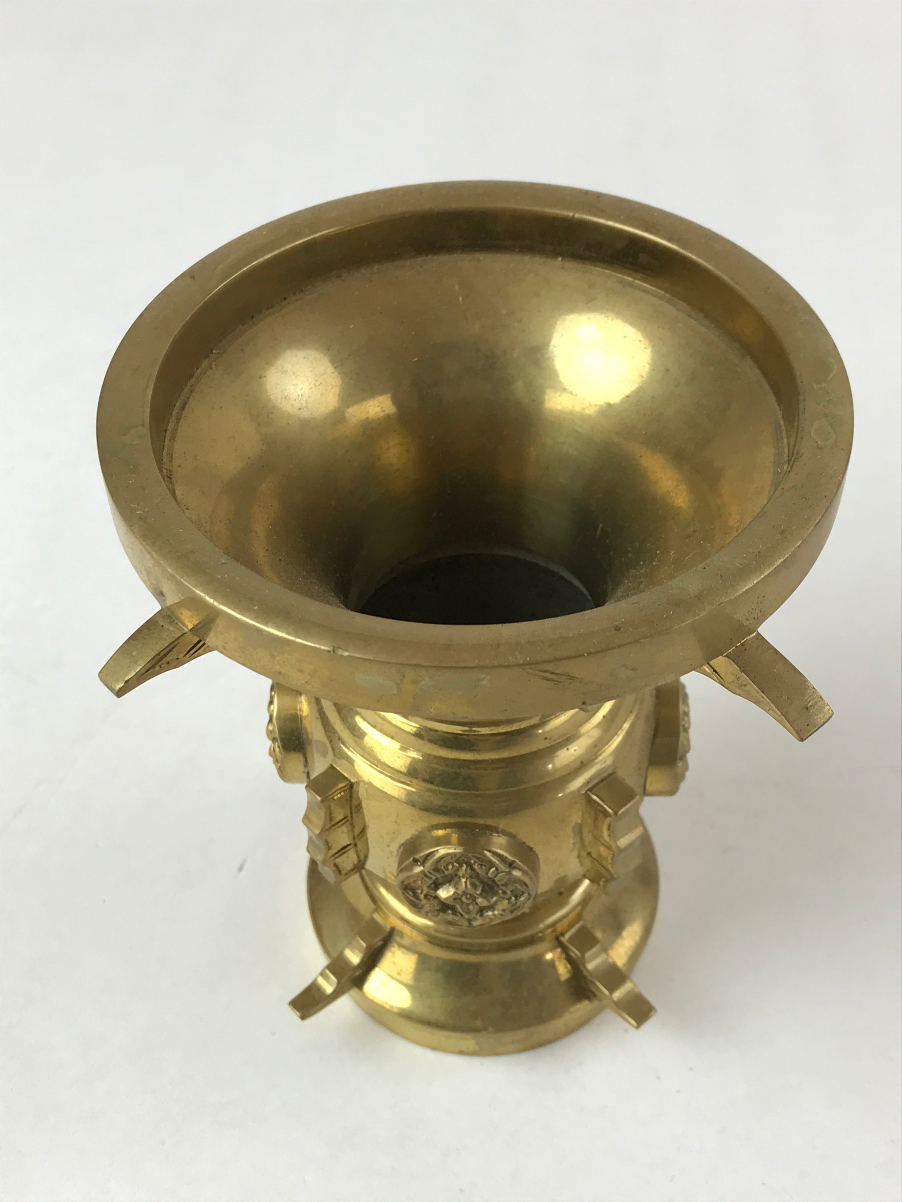 Japanese Buddhist Altar Fitting Brass Flower Vase Vtg Butsugu Gold BA214