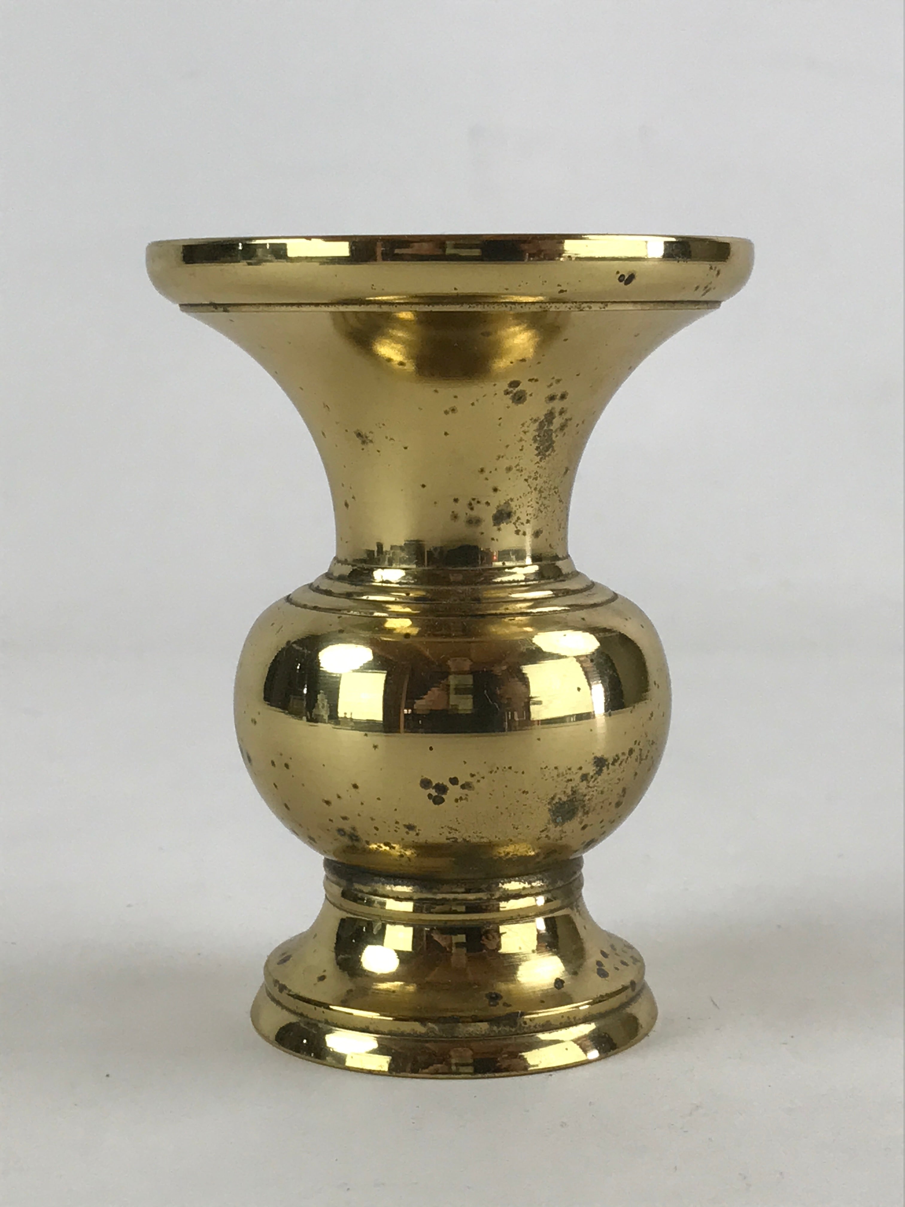 Japanese Buddhist Altar Fitting Brass Flower Vase Vtg Butsugu Gold BA52