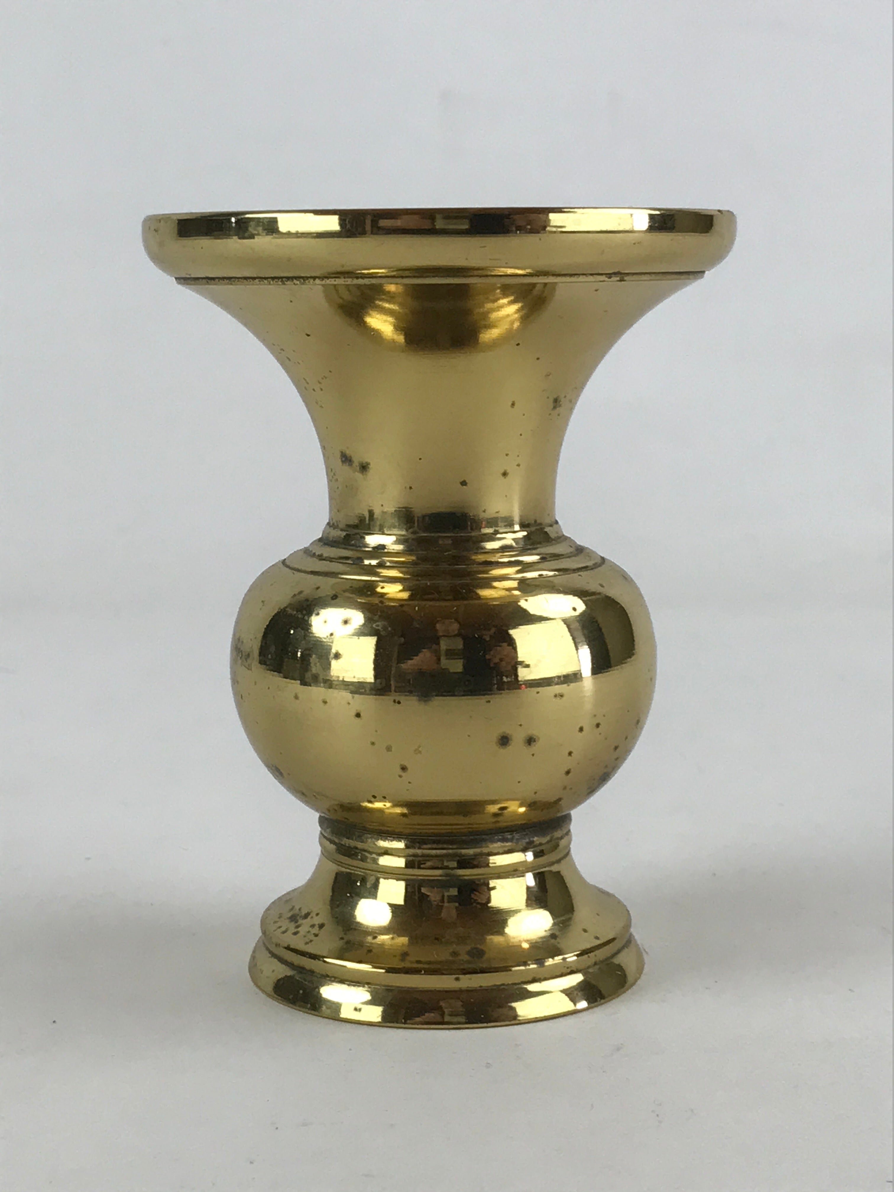 Japanese Buddhist Altar Fitting Brass Flower Vase Vtg Butsugu Gold BA52
