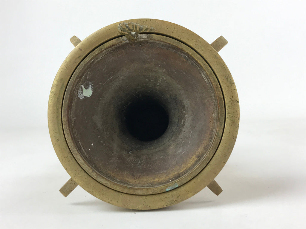 Japanese Buddhist Altar Fitting Brass Flower Vase Vtg Insert Butsugu Gold BA215