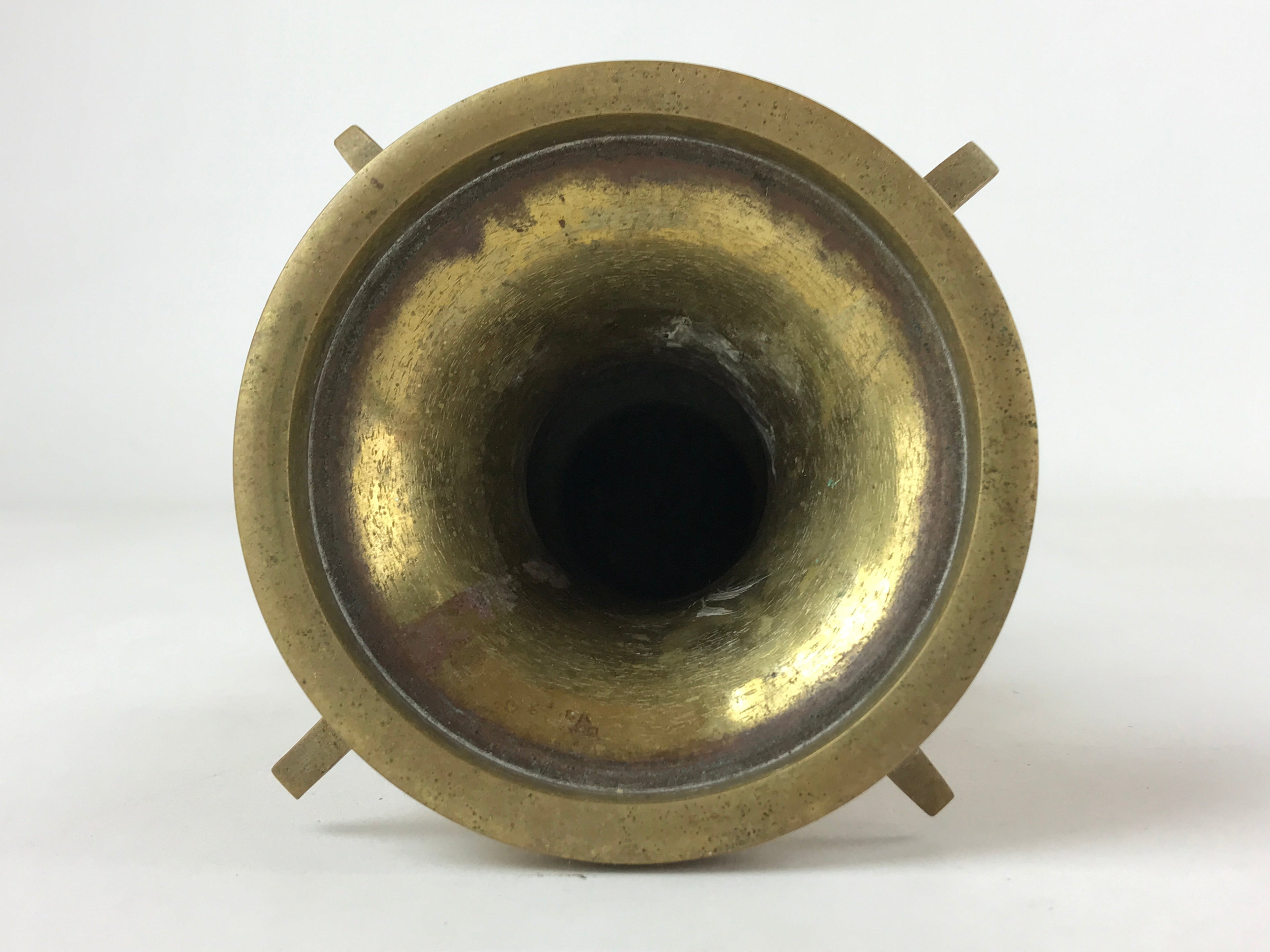 Japanese Buddhist Altar Fitting Brass Flower Vase Vtg Insert Butsugu Gold BA215