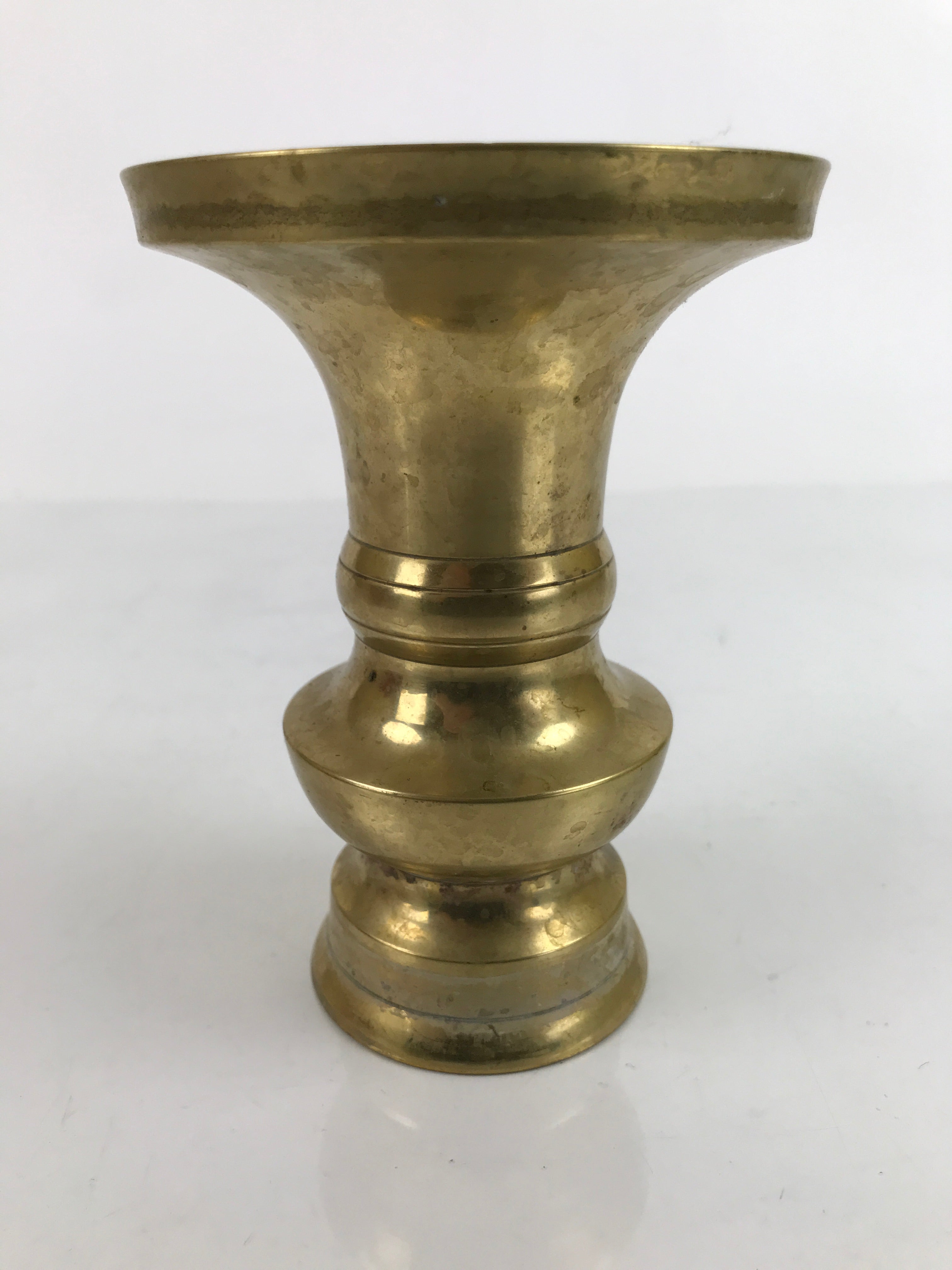 Japanese Buddhist Altar Fitting Brass Flower Vase Vtg Large Hanatate Gold BA329