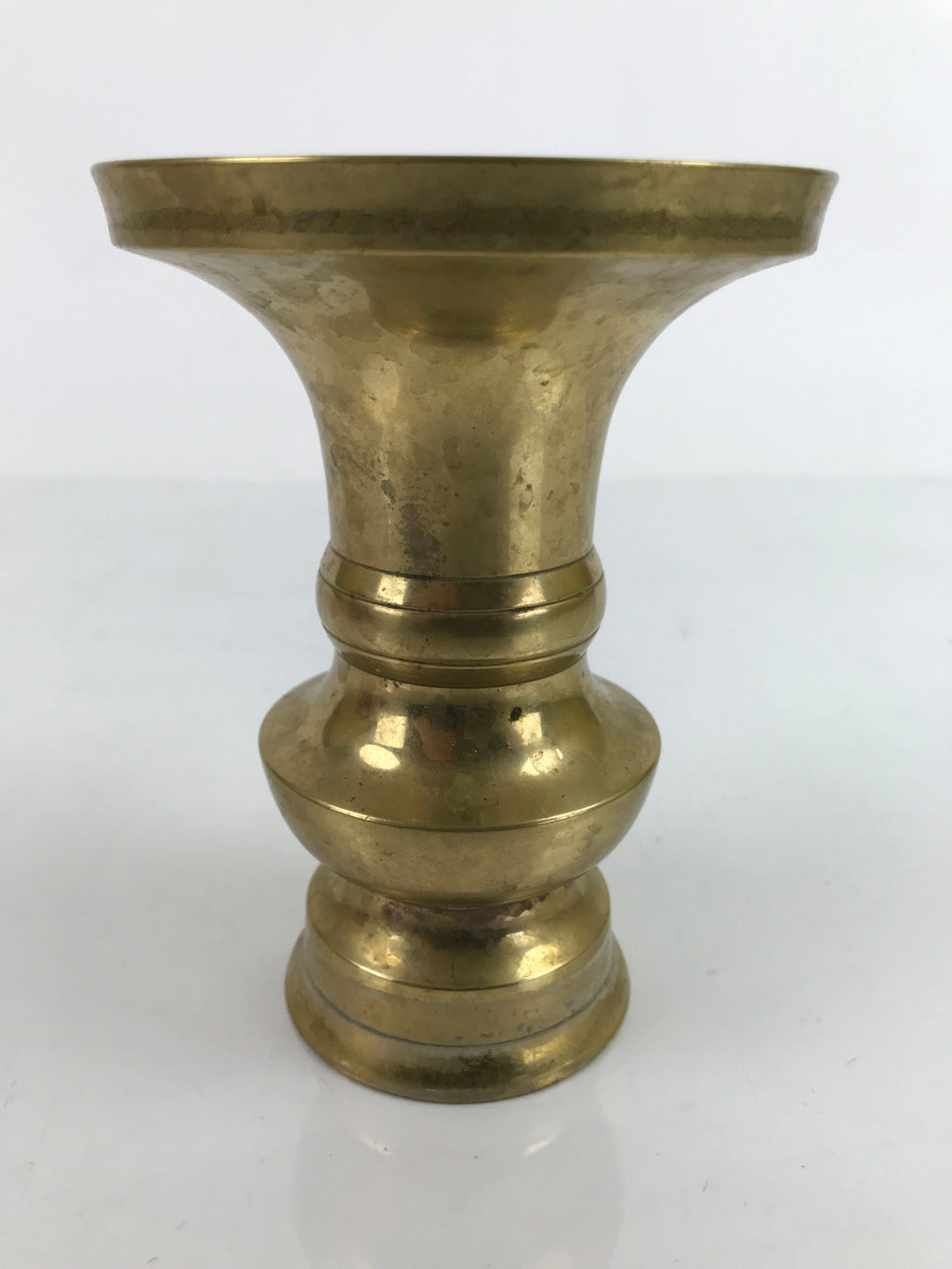 Japanese Buddhist Altar Fitting Brass Flower Vase Vtg Large Hanatate Gold BA329