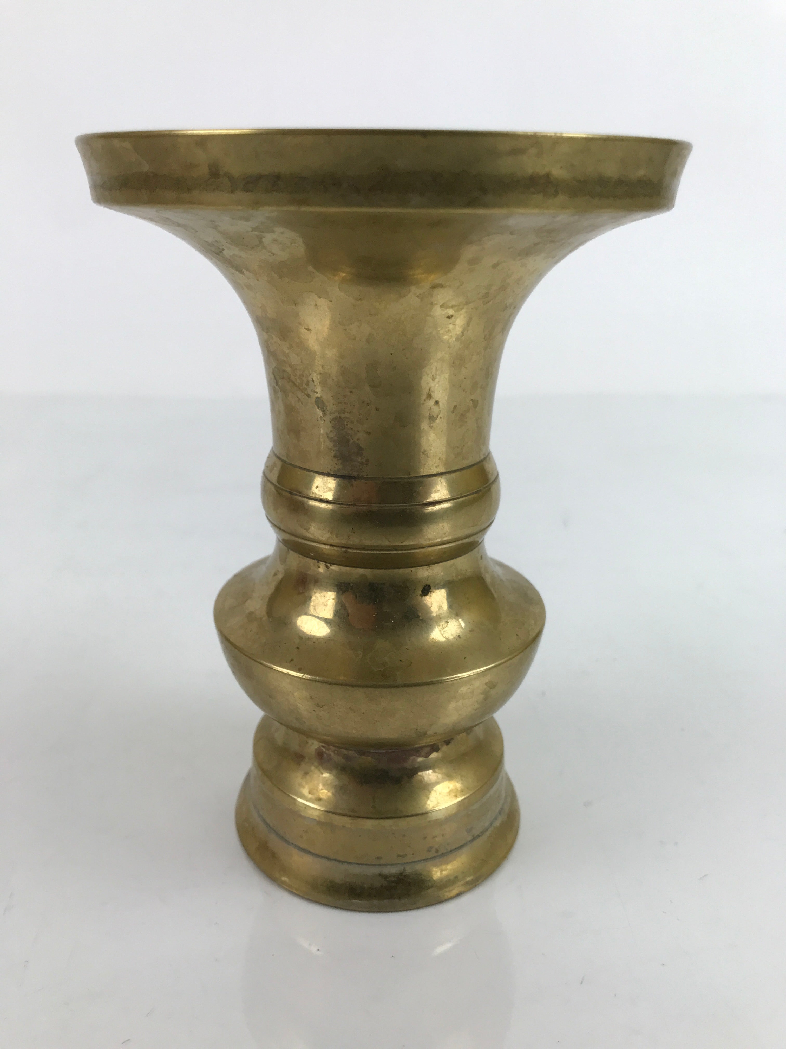 Japanese Buddhist Altar Fitting Brass Flower Vase Vtg Large Hanatate Gold BA329