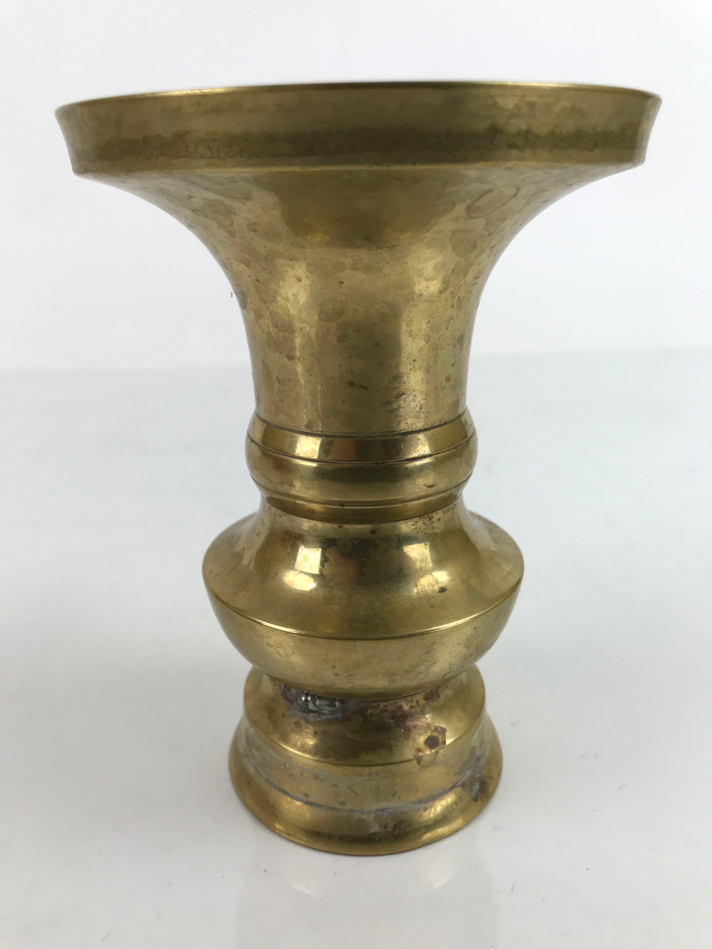 Japanese Buddhist Altar Fitting Brass Flower Vase Vtg Large Hanatate Gold BA329