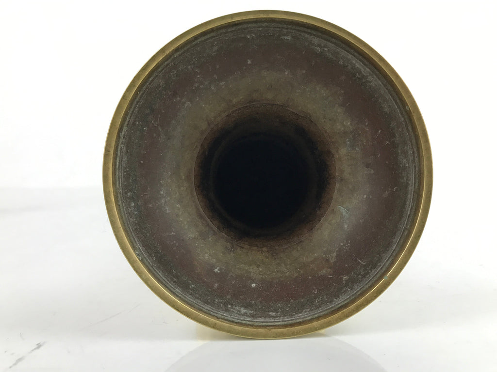 Japanese Buddhist Altar Fitting Brass Flower Vase Vtg Large Hanatate Gold BA329