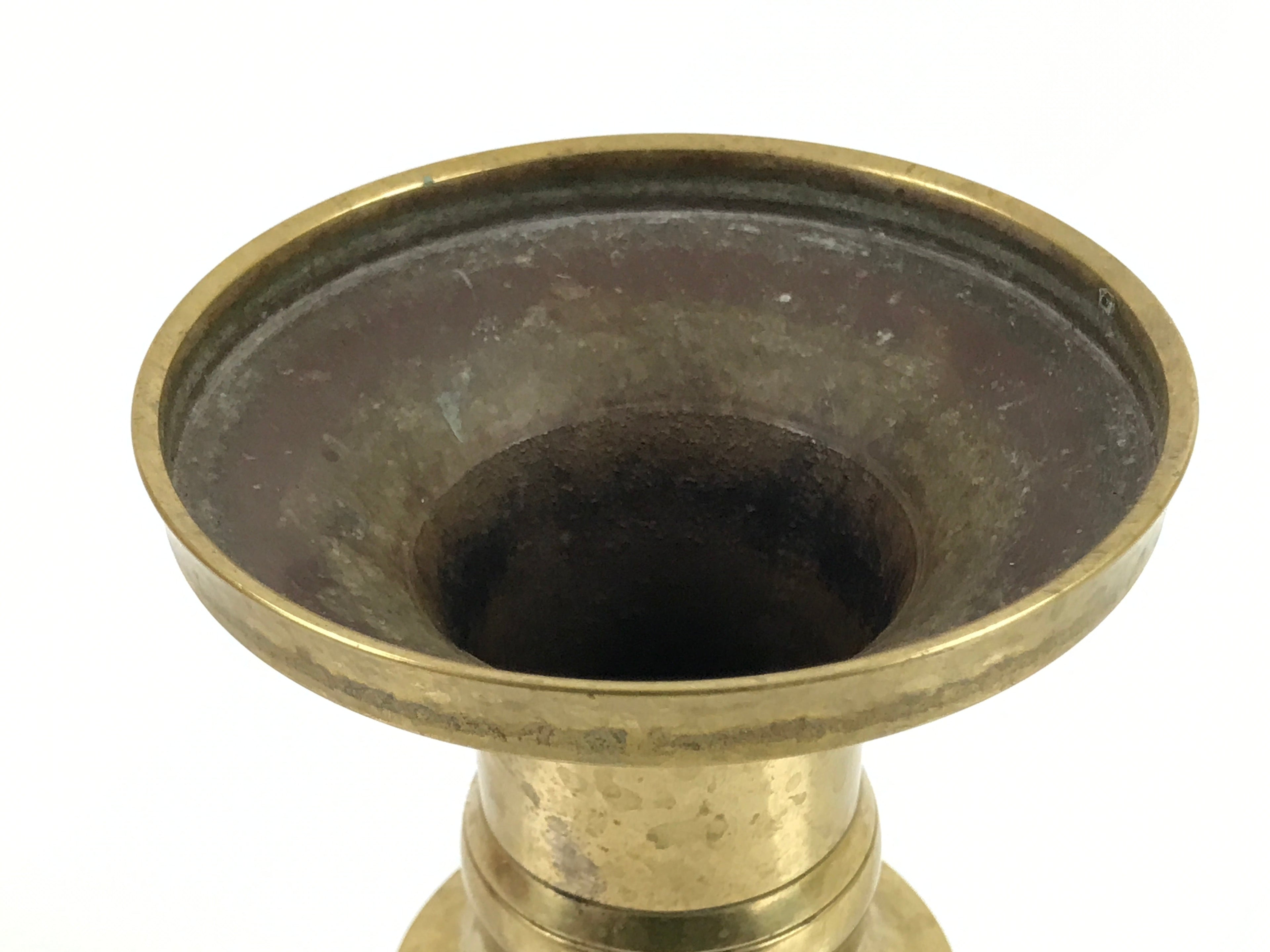 Japanese Buddhist Altar Fitting Brass Flower Vase Vtg Large Hanatate Gold BA329