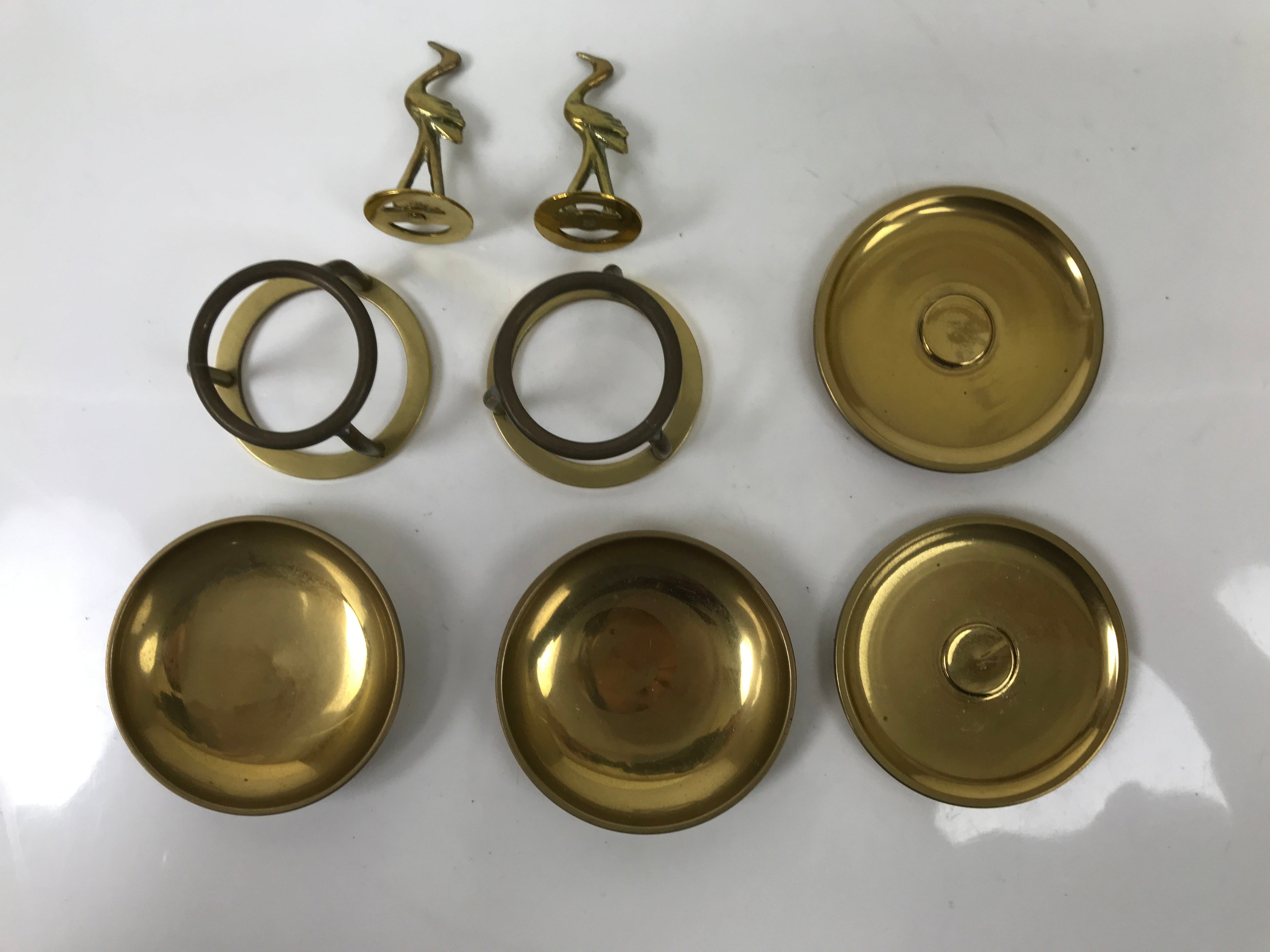 Japanese Buddhist Altar Fitting Brass Hanging Lantern Rinto Crane Butsudan BA484