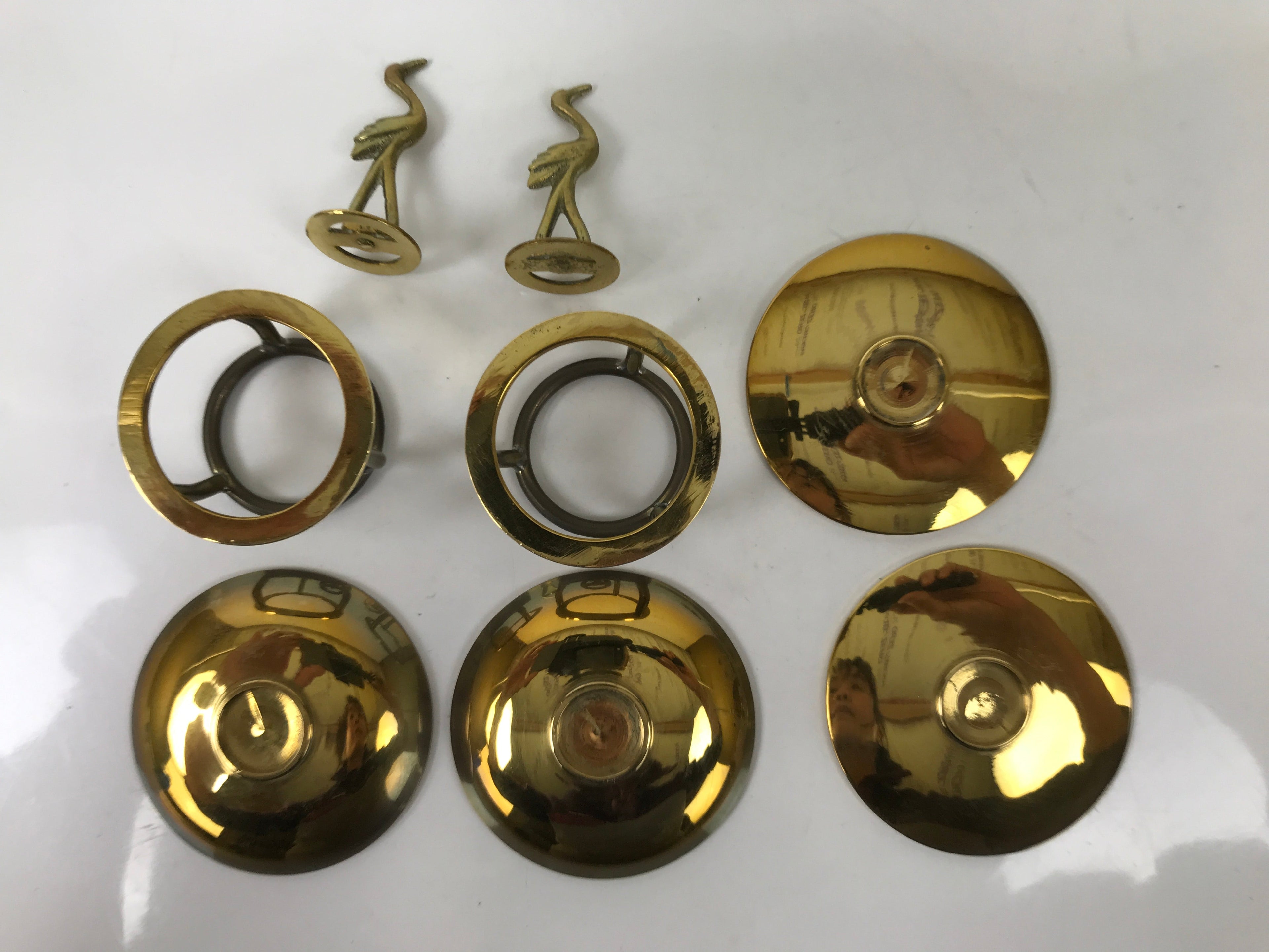 Japanese Buddhist Altar Fitting Brass Hanging Lantern Rinto Crane Butsudan BA484
