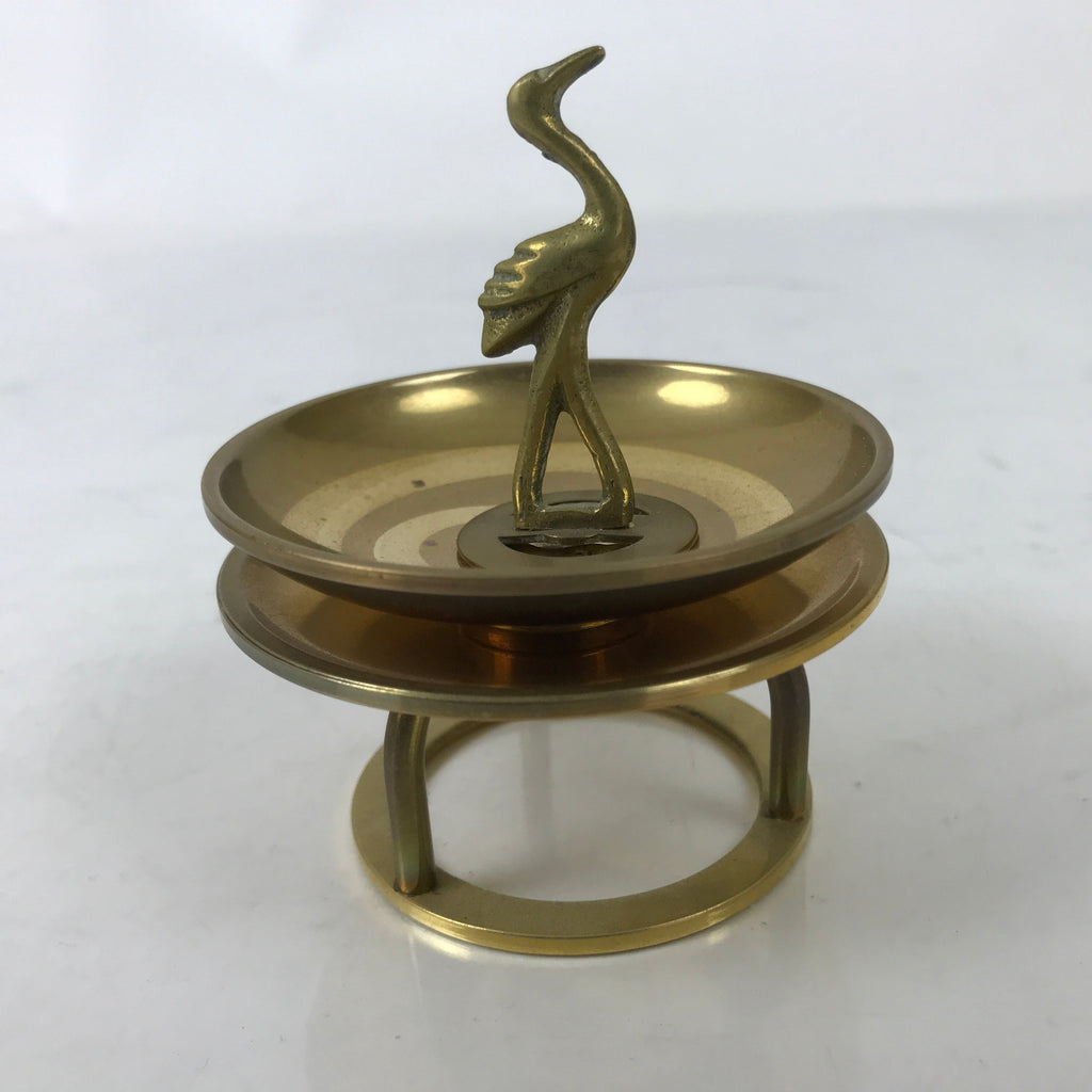 Japanese Buddhist Altar Fitting Brass Hanging Lantern Rinto Crane Butsudan BA484