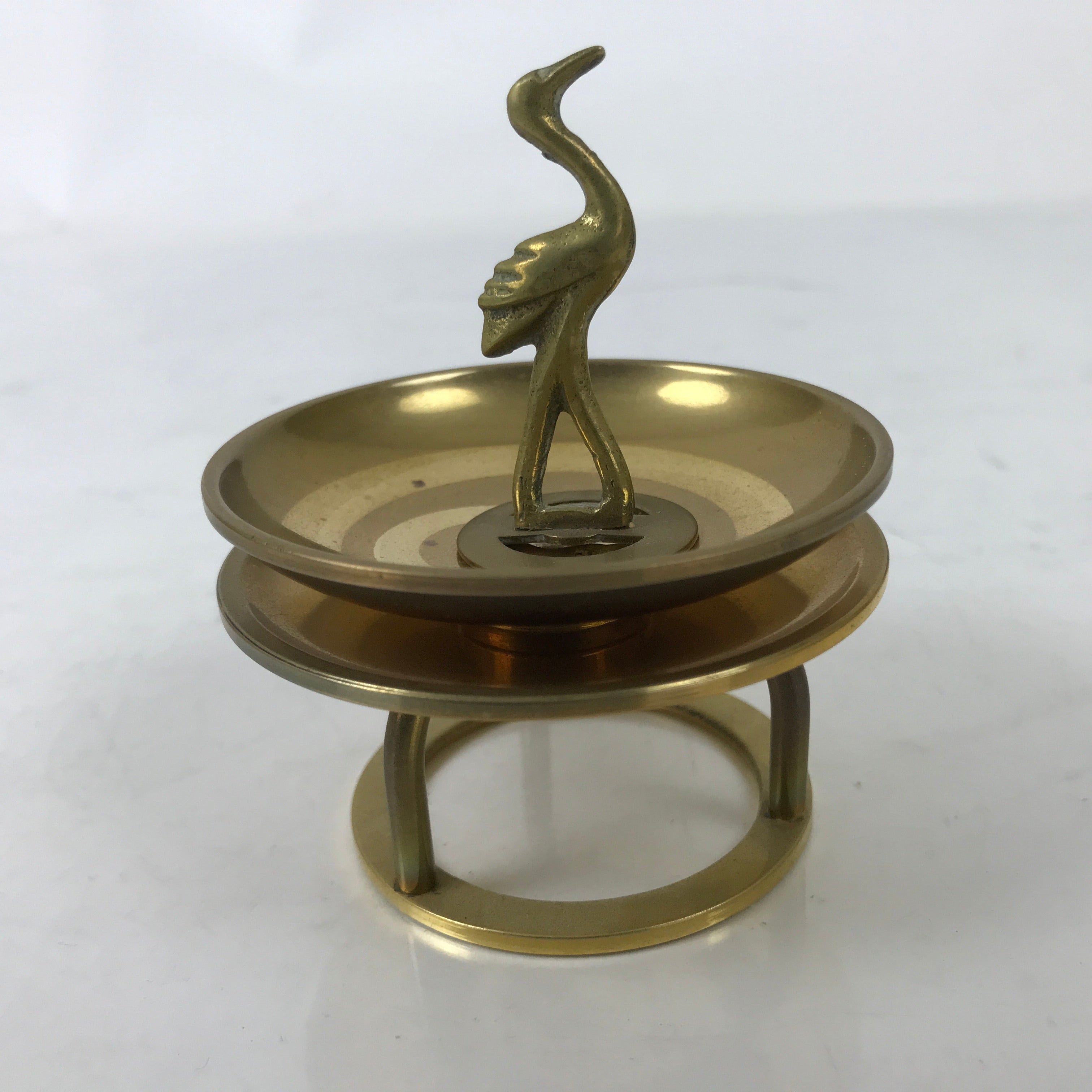 Japanese Buddhist Altar Fitting Brass Hanging Lantern Rinto Crane Butsudan BA484