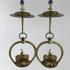 Japanese Buddhist Altar Fitting Brass Hanging Lantern Rinto Crane Butsudan BA484