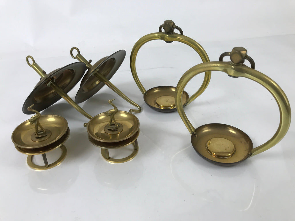 Japanese Buddhist Altar Fitting Brass Hanging Lantern Rinto Crane Butsudan BA484