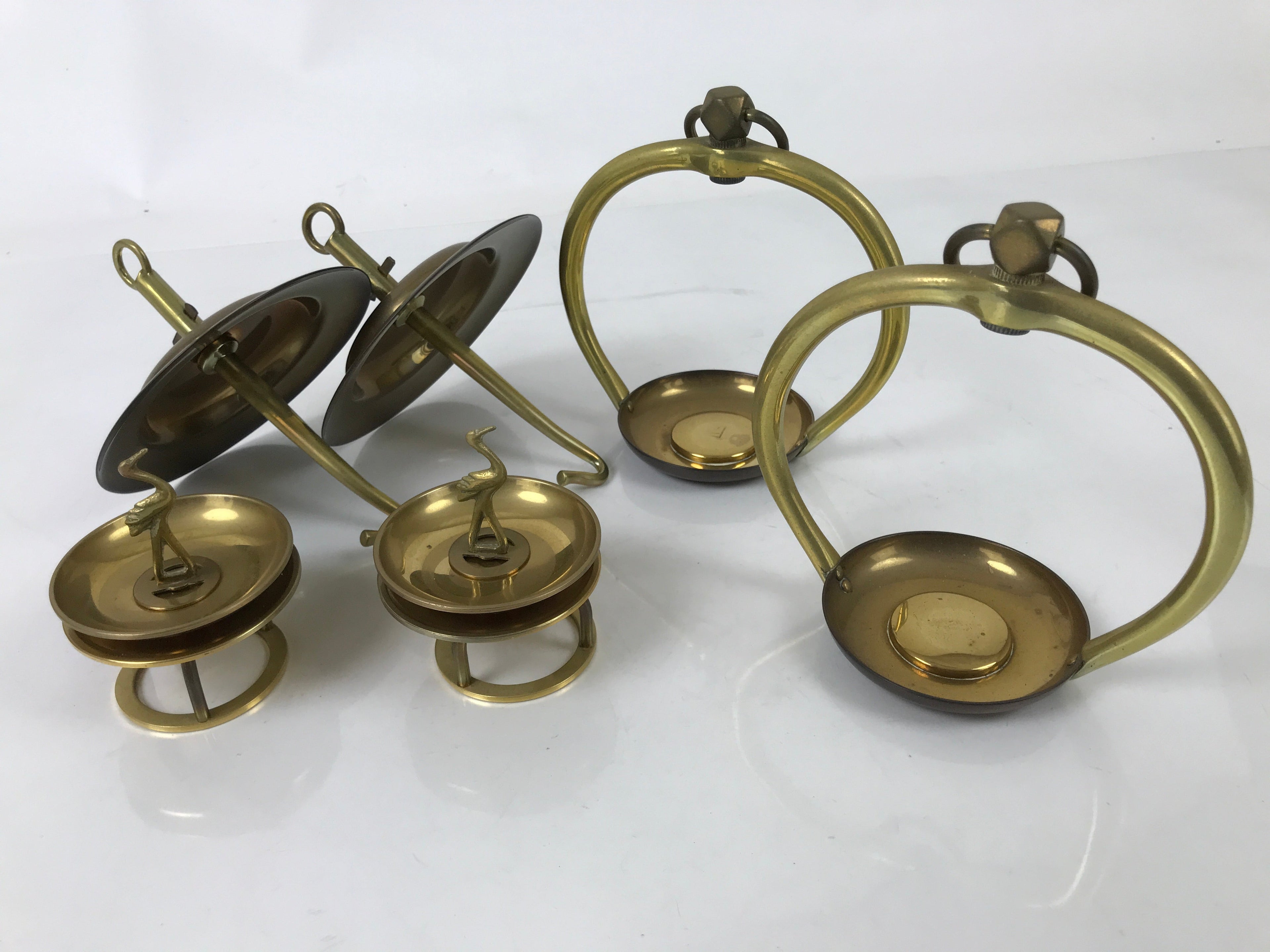 Japanese Buddhist Altar Fitting Brass Hanging Lantern Rinto Crane Butsudan BA484