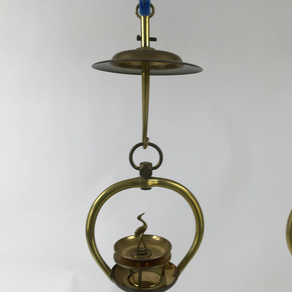 Japanese Buddhist Altar Fitting Brass Hanging Lantern Rinto Crane Butsudan BA484