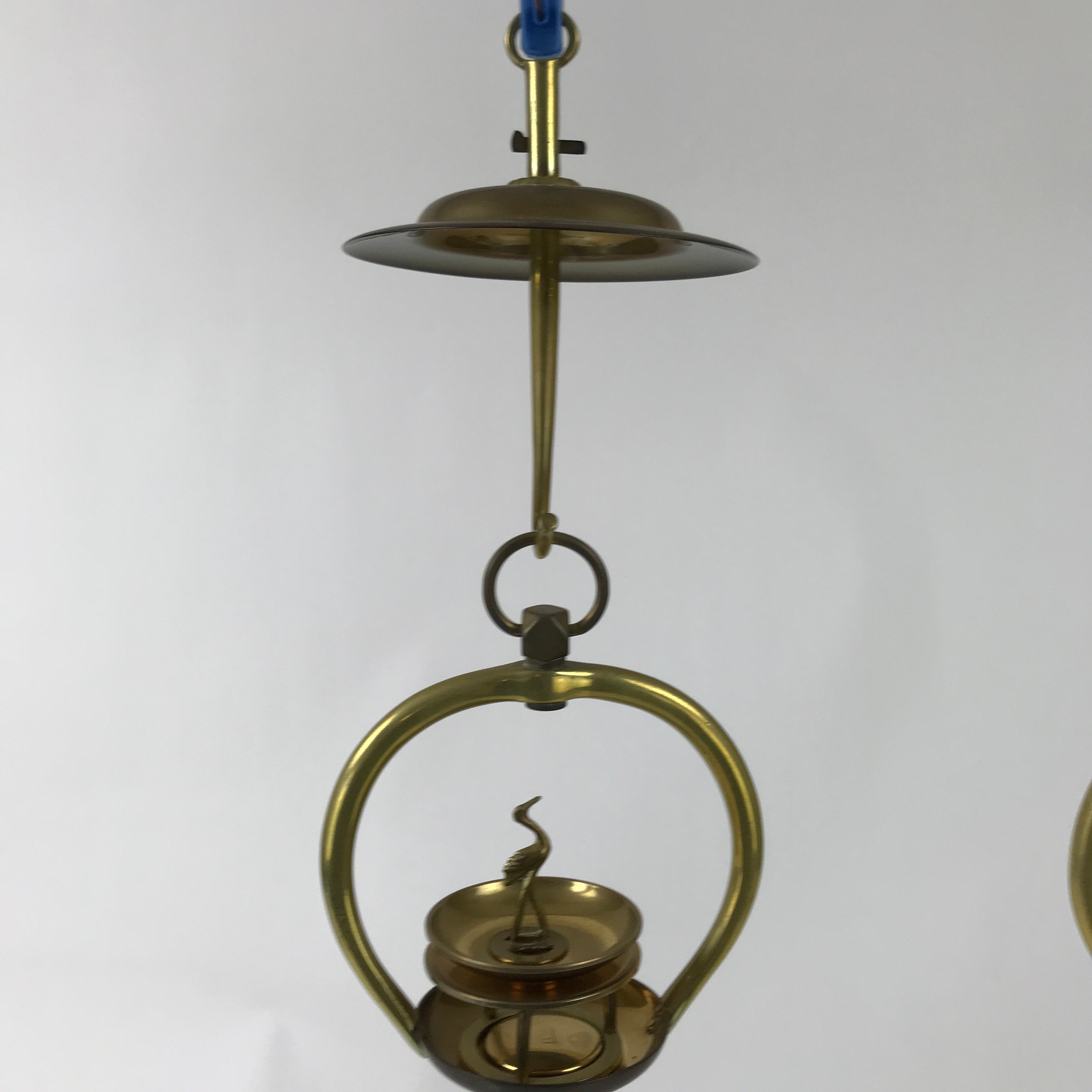 Japanese Buddhist Altar Fitting Brass Hanging Lantern Rinto Crane Butsudan BA484