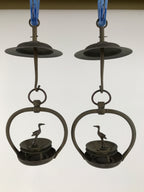 Japanese Buddhist Altar Fitting Brass Hanging Lantern Rinto Crane Butsudan BA693