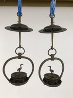 Japanese Buddhist Altar Fitting Brass Hanging Lantern Rinto Crane Butsudan BA693
