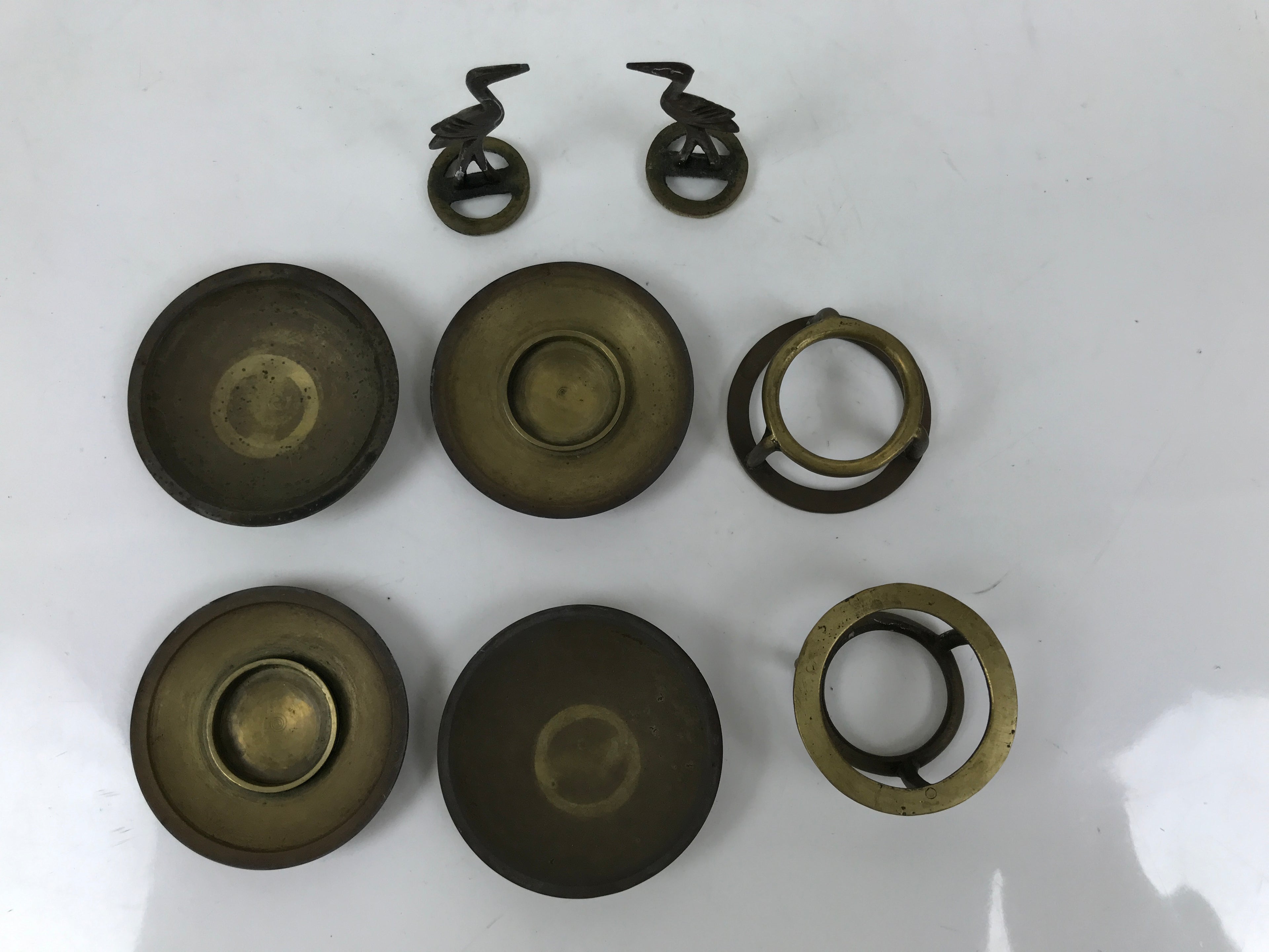 Japanese Buddhist Altar Fitting Brass Hanging Lantern Rinto Crane Butsudan BA693
