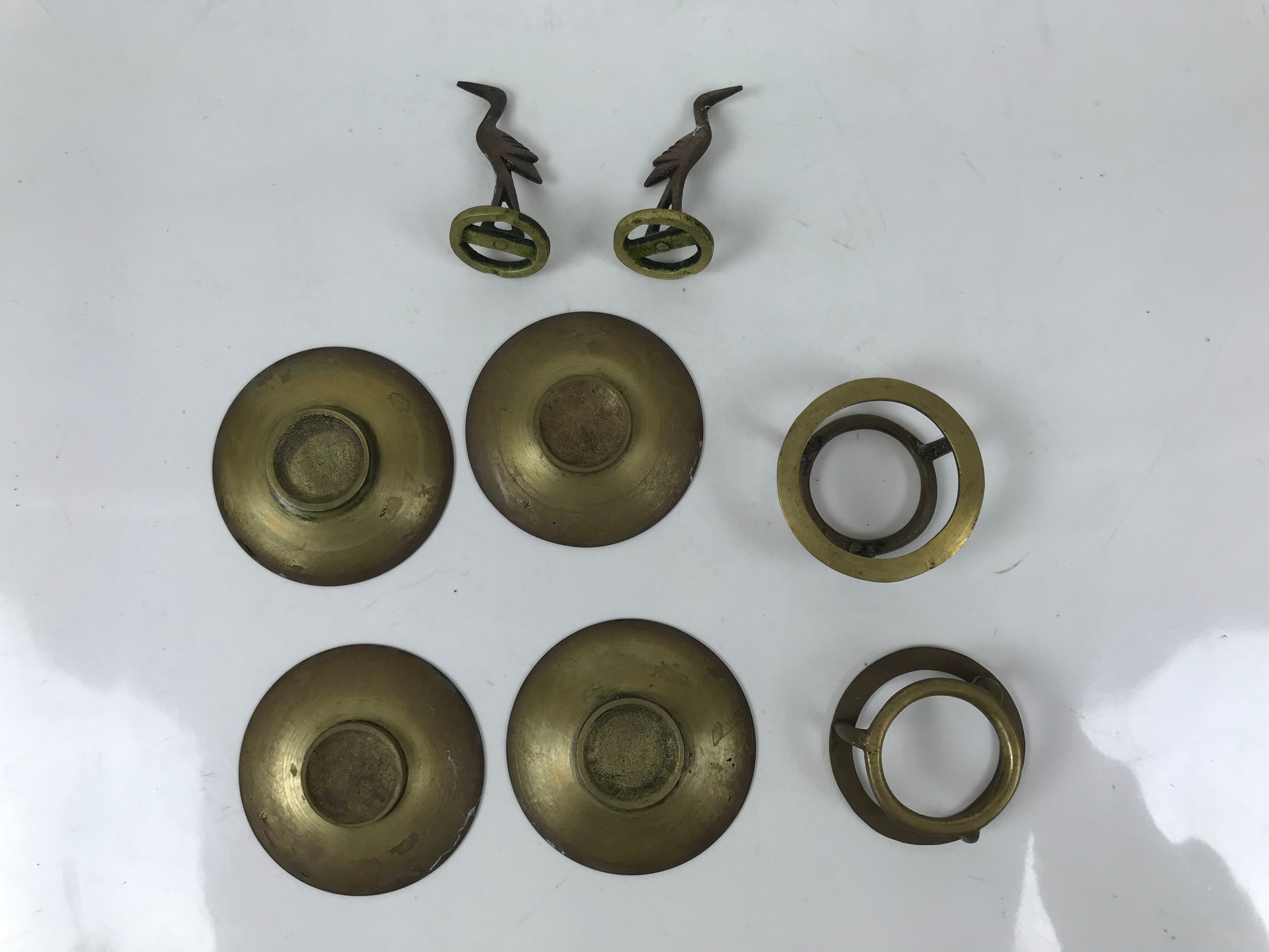 Japanese Buddhist Altar Fitting Brass Hanging Lantern Rinto Crane Butsudan BA693