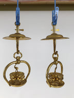 Japanese Buddhist Altar Fitting Brass Hanging Lantern Rinto Crane Butsudan BA694