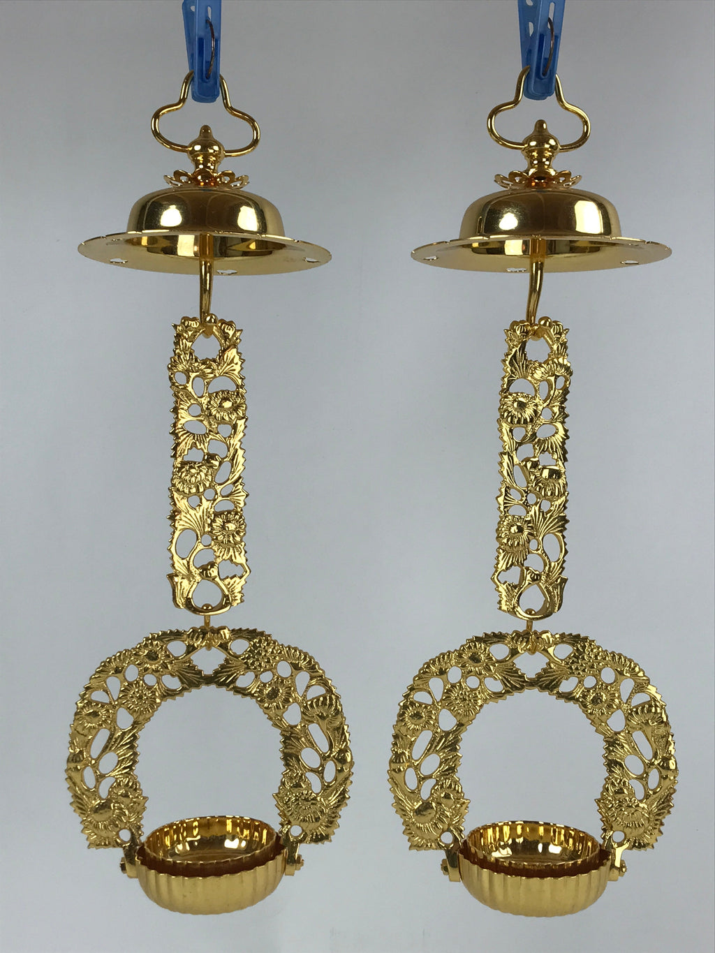 Japanese Buddhist Altar Fitting Brass Hanging Rinto Lantern Butsudan Gold BA217