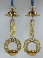 Japanese Buddhist Altar Fitting Brass Hanging Rinto Lantern Butsudan Gold BA217