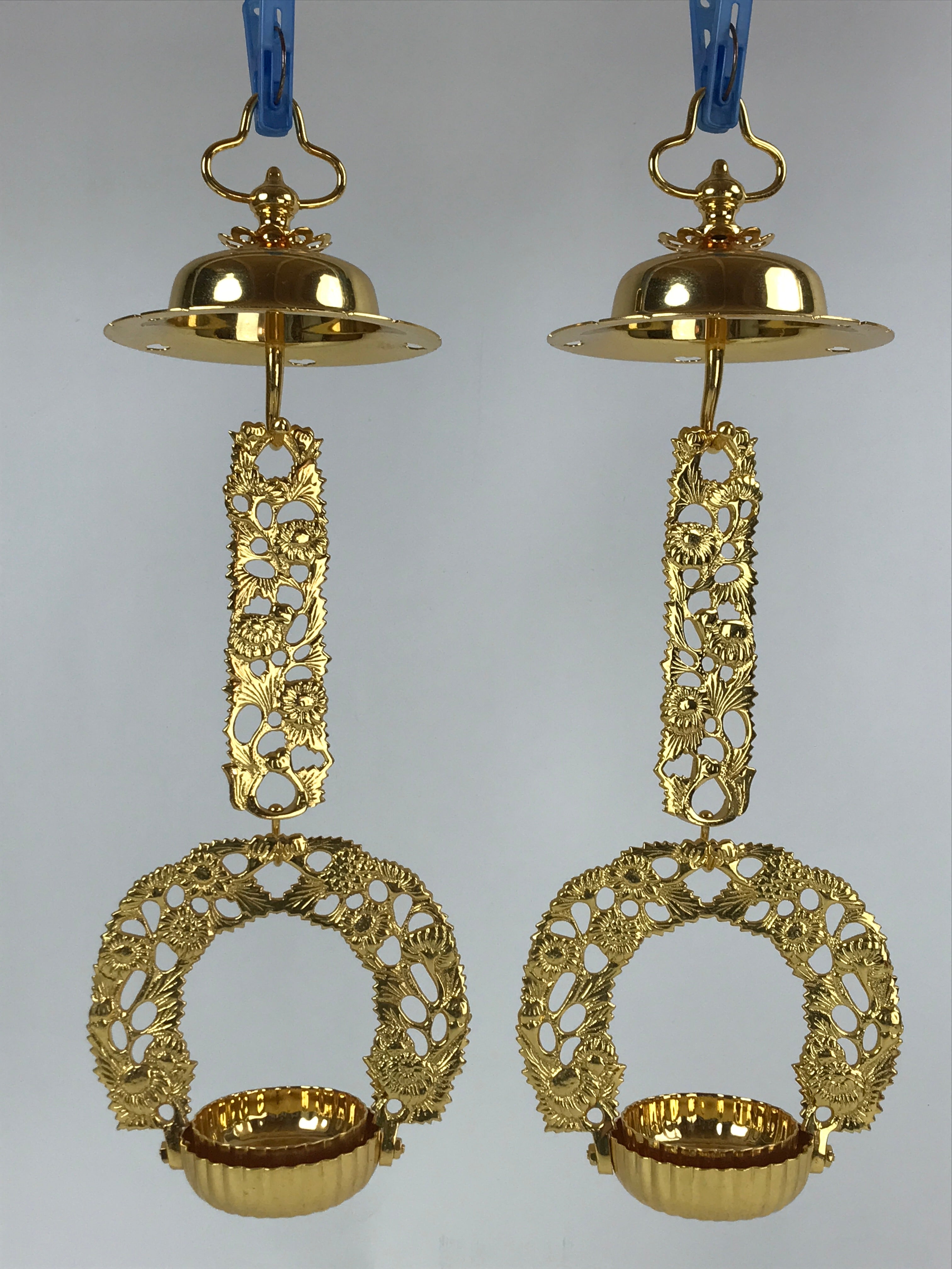 Japanese Buddhist Altar Fitting Brass Hanging Rinto Lantern Butsudan Gold BA217