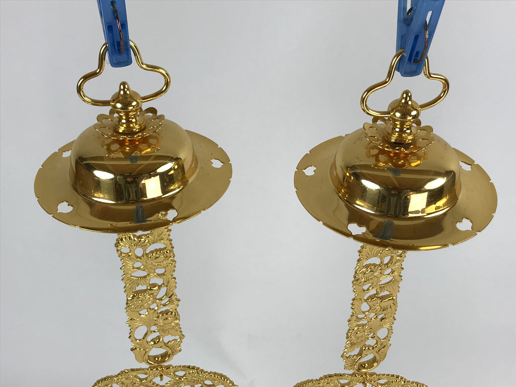Japanese Buddhist Altar Fitting Brass Hanging Rinto Lantern Butsudan Gold BA217