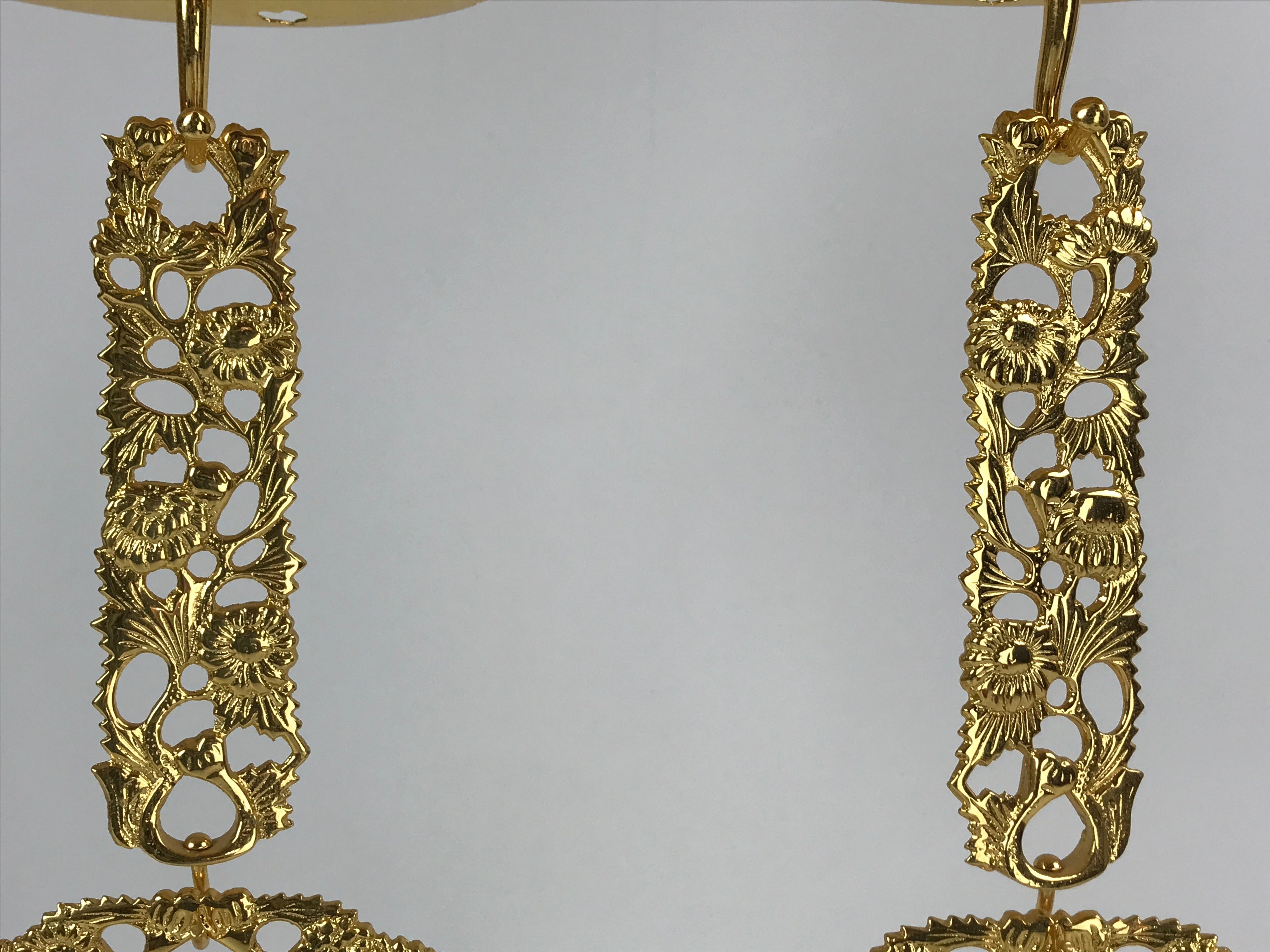 Japanese Buddhist Altar Fitting Brass Hanging Rinto Lantern Butsudan Gold BA217